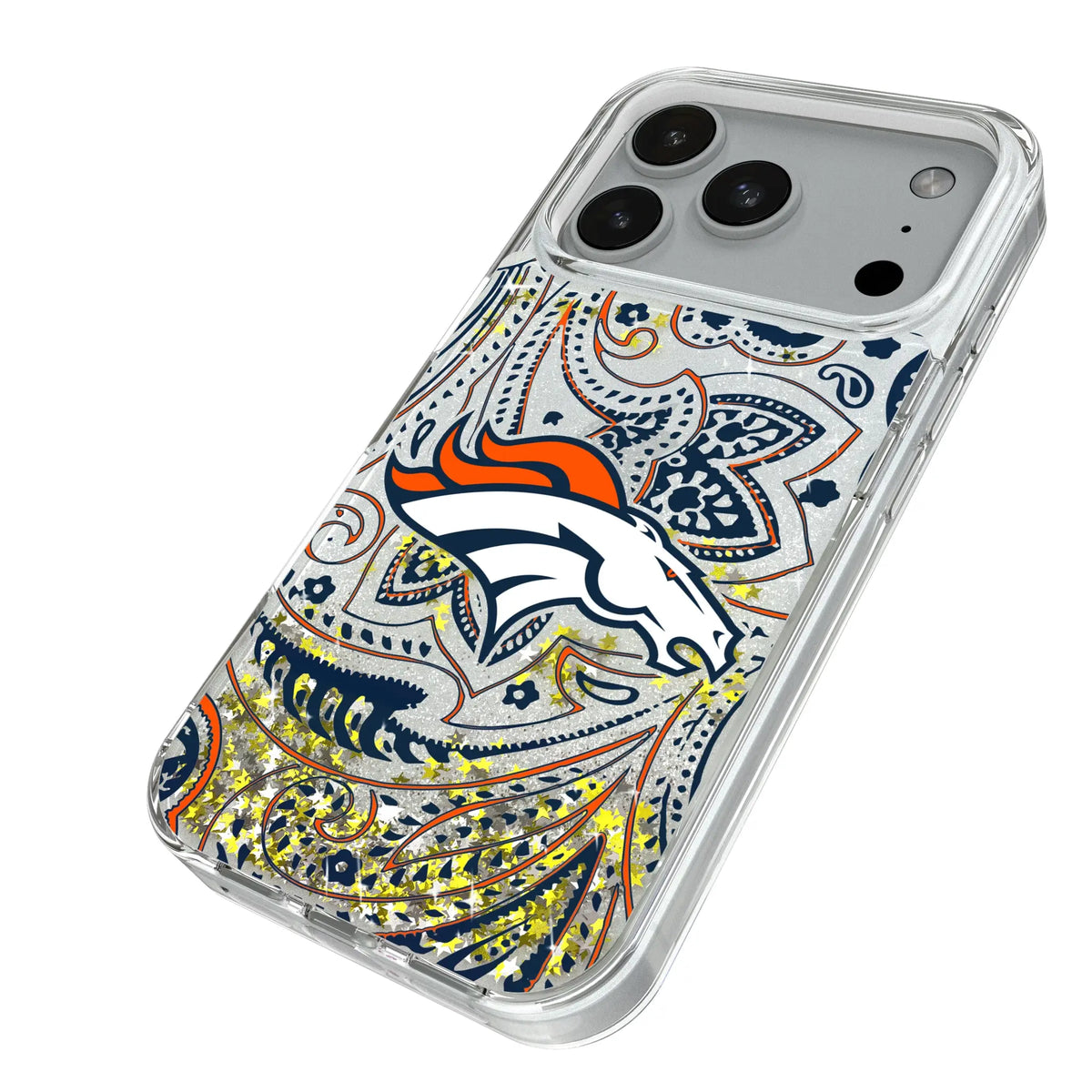 Denver Broncos Paisley Glitter Phone Case for Apple iPhone