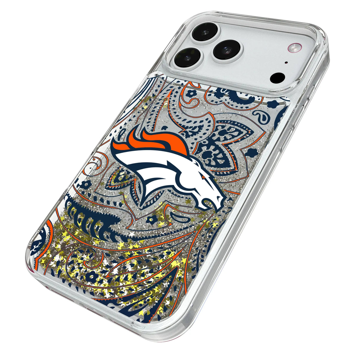 Denver Broncos Paisley Glitter Phone Case for Apple iPhone