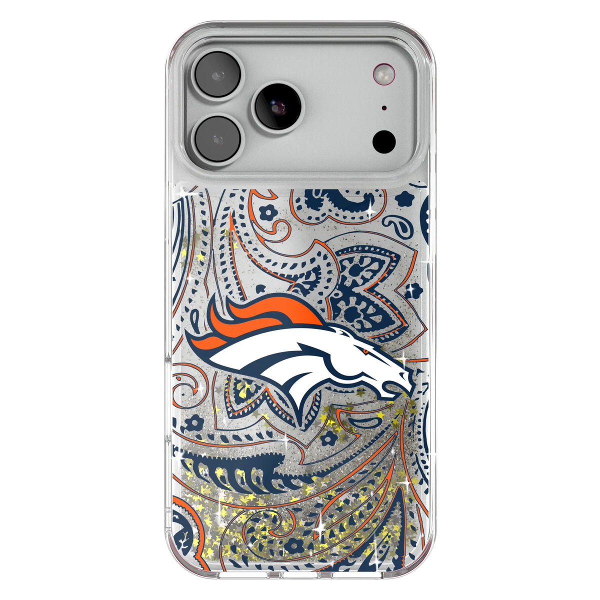 Denver Broncos Paisley Glitter Phone Case for Apple iPhone