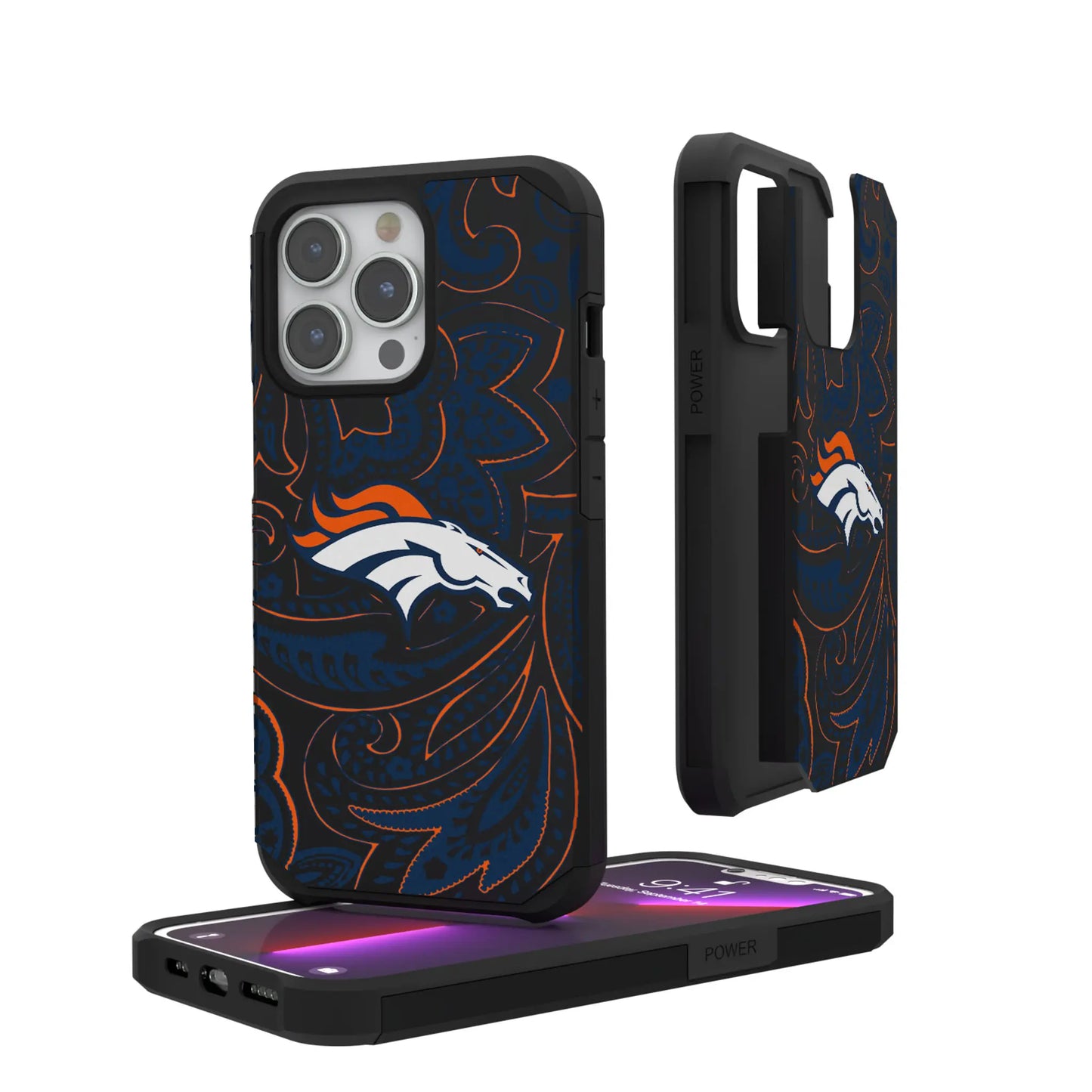 Denver Broncos Paisley Rugged Phone Case for Apple iPhone