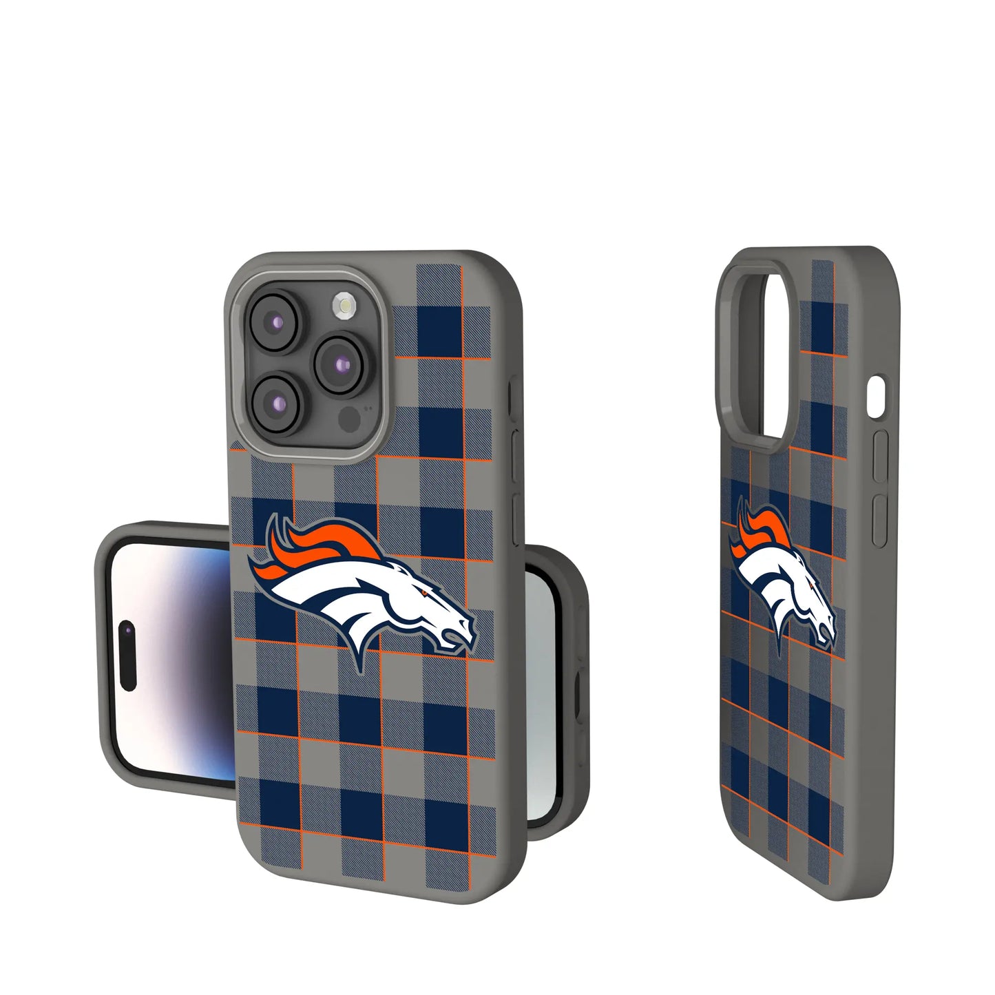 Denver Broncos Plaid Soft Touch Phone Case for Apple iPhone