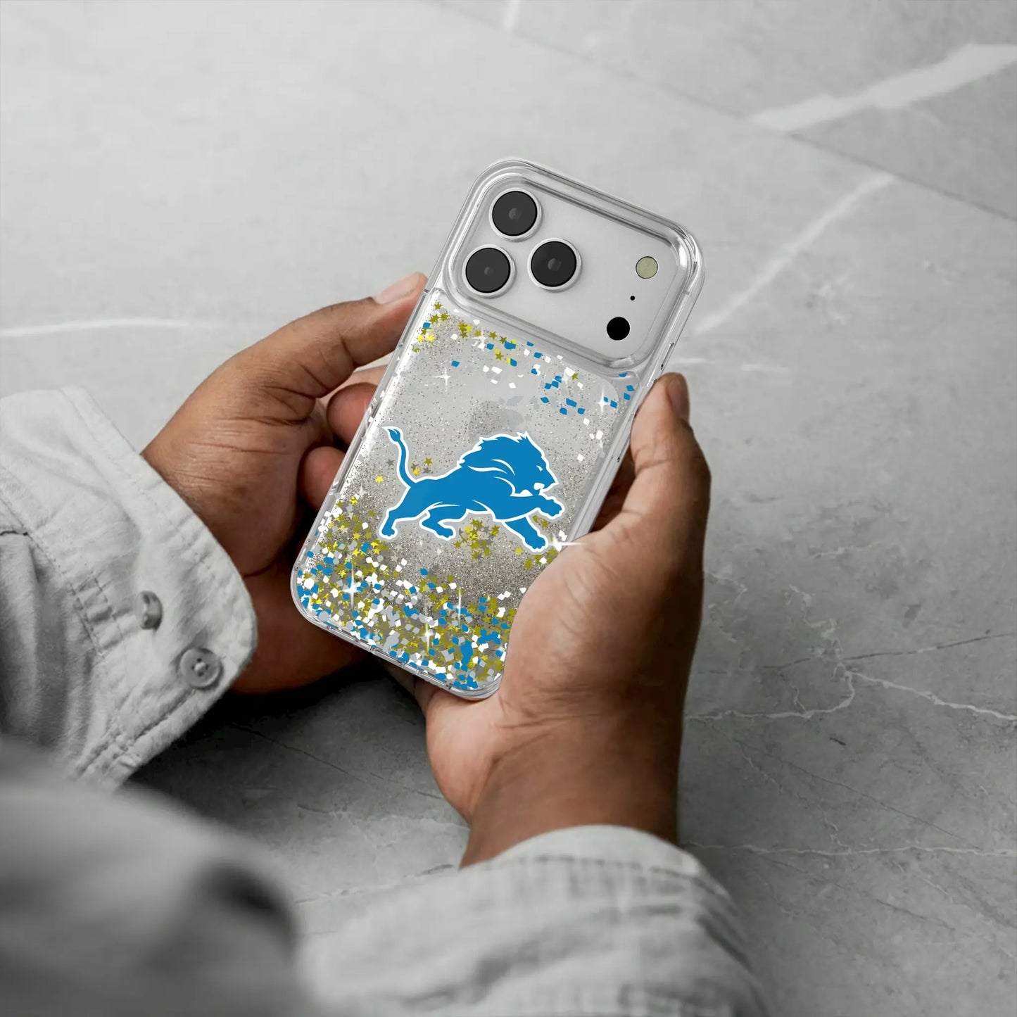 Detroit Lions Confetti Glitter Phone Case for Apple iPhone