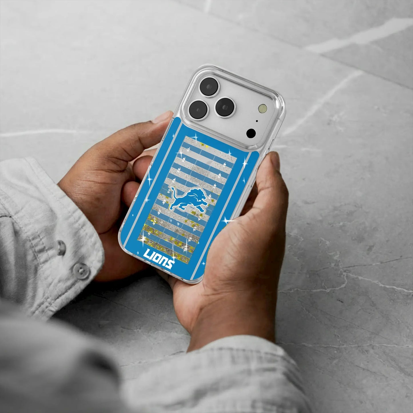 Detroit Lions Field Glitter Phone Case for Apple iPhone
