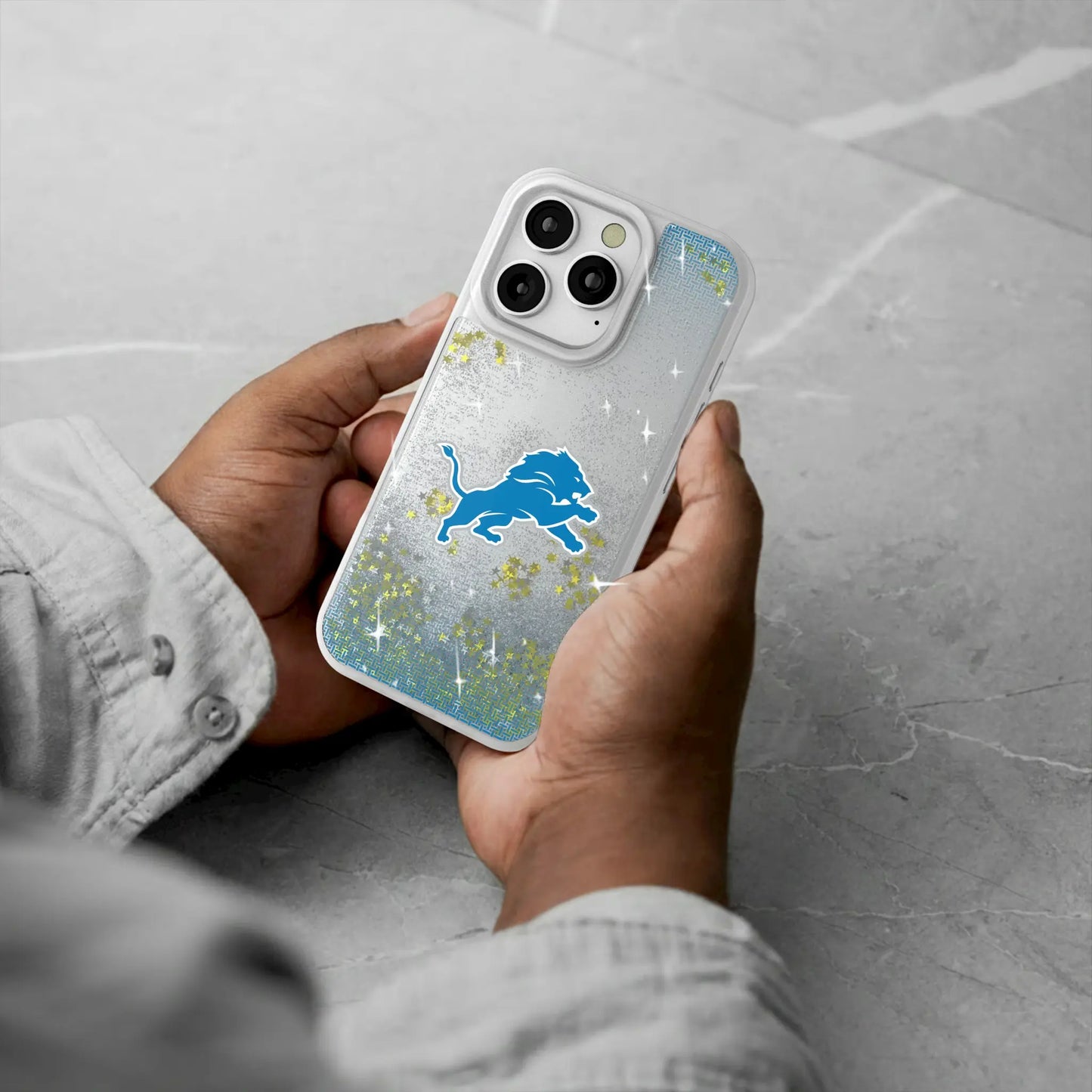 Detroit Lions Linen Glitter Phone Case for Apple iPhone