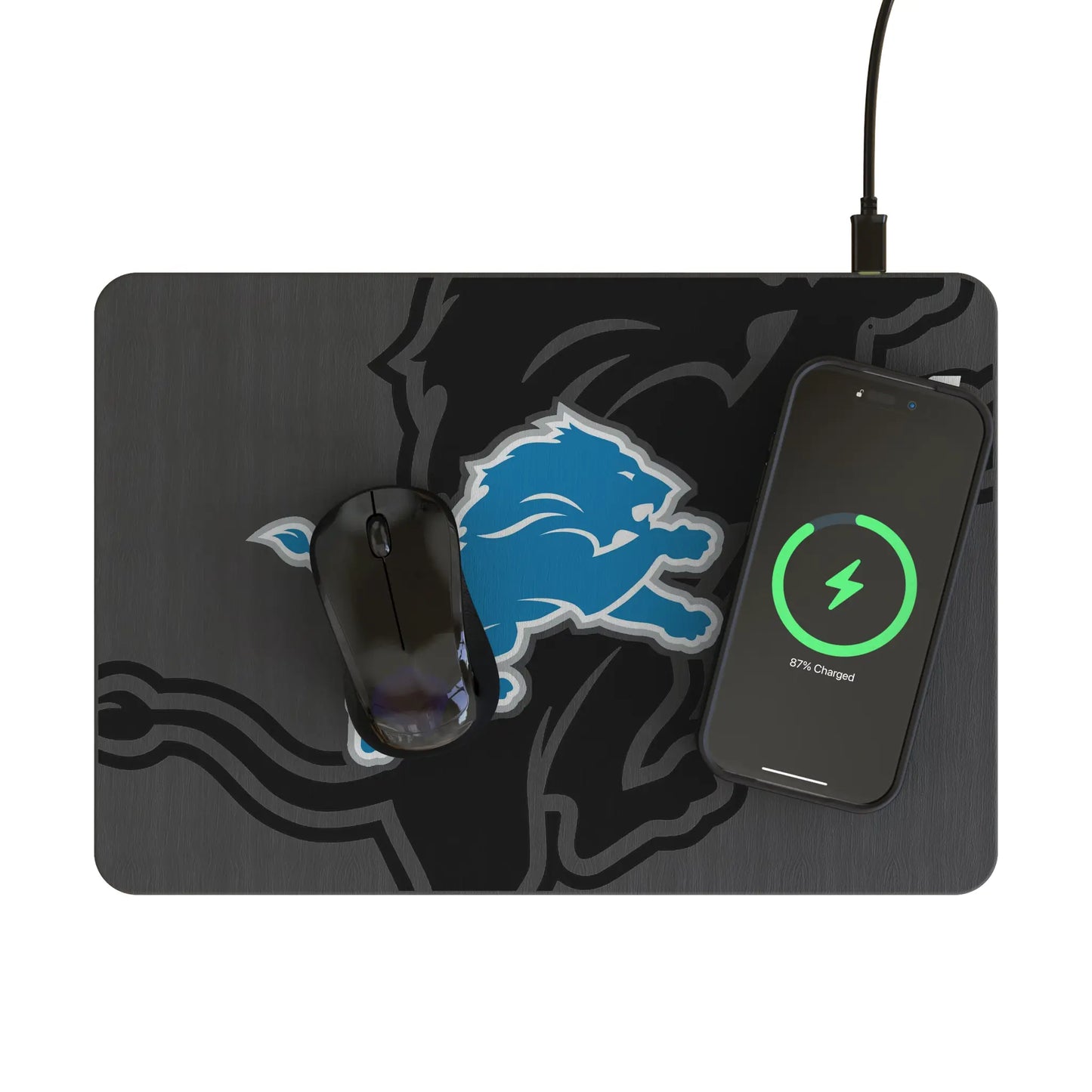 Detroit Lions Monocolor Tilt 15-Watt Wireless Charger and Mouse Pad