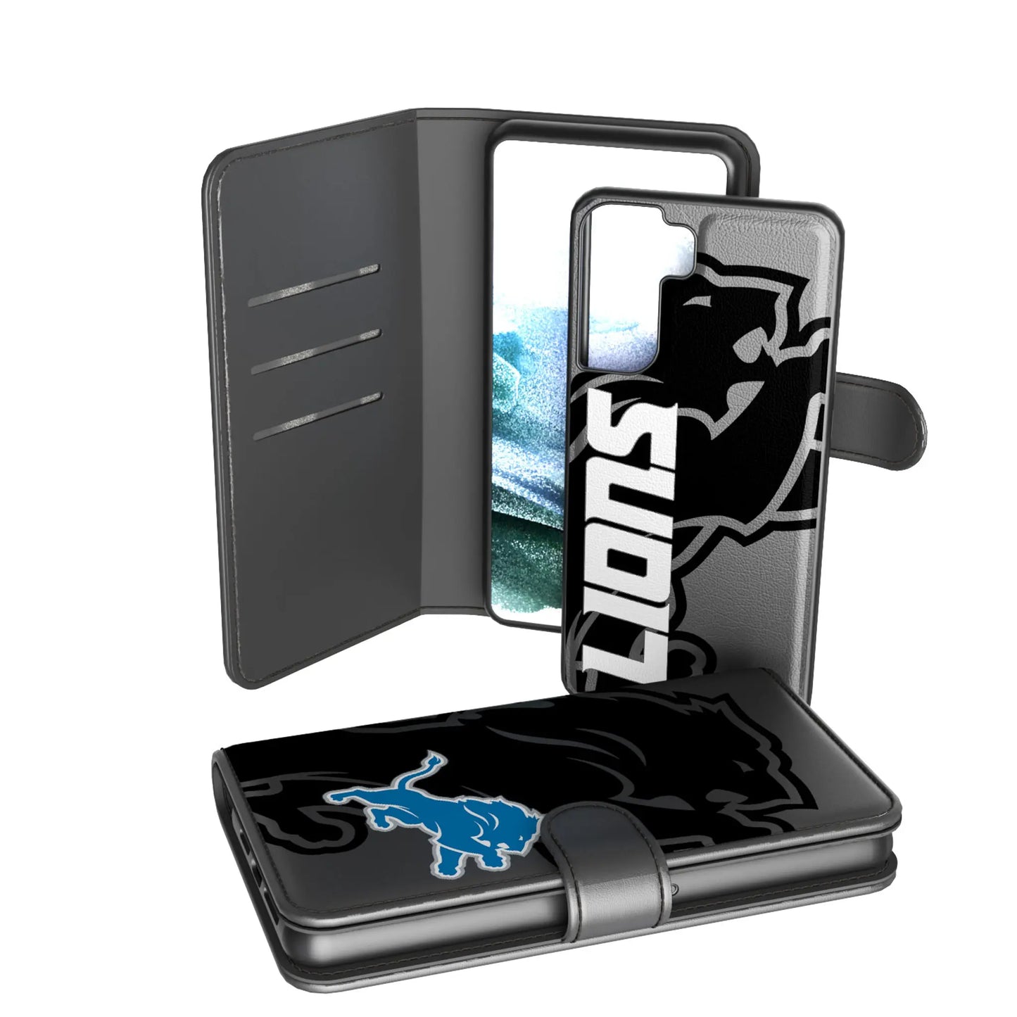 Detroit Lions Monocolor Tilt Wallet Phone Case for Apple iPhone