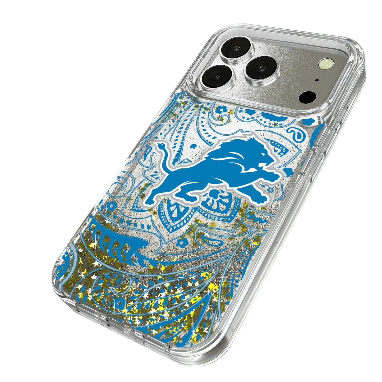 Detroit Lions Paisley Glitter Phone Case for Apple iPhone