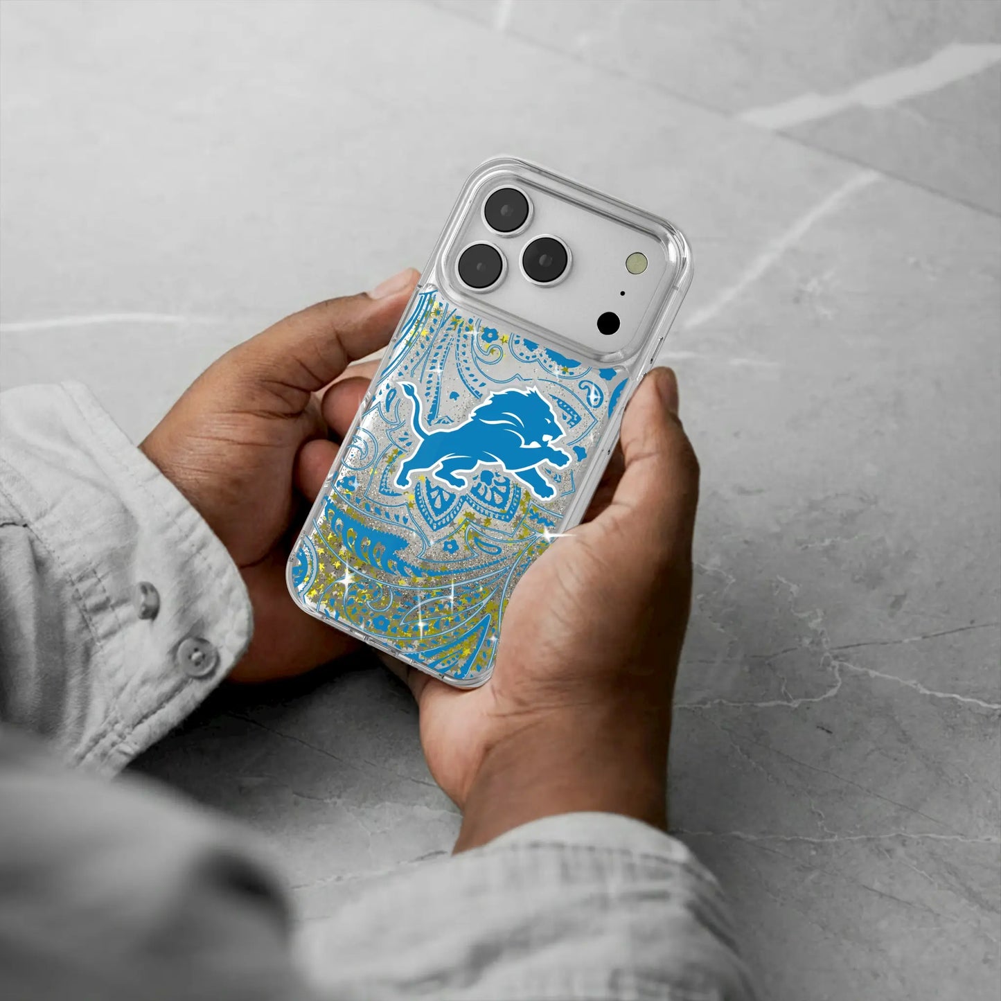 Detroit Lions Paisley Glitter Phone Case for Apple iPhone
