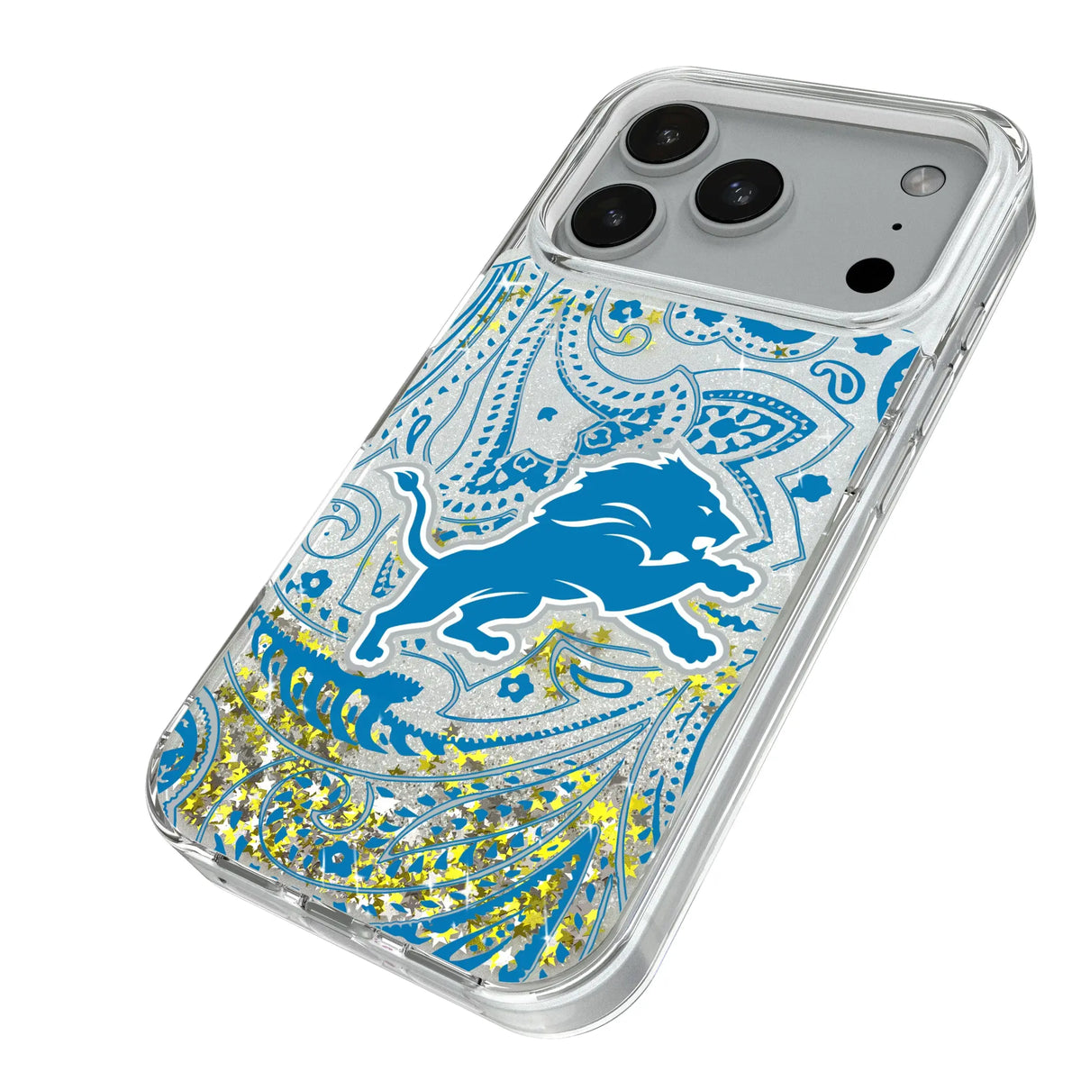 Detroit Lions Paisley Glitter Phone Case for Apple iPhone