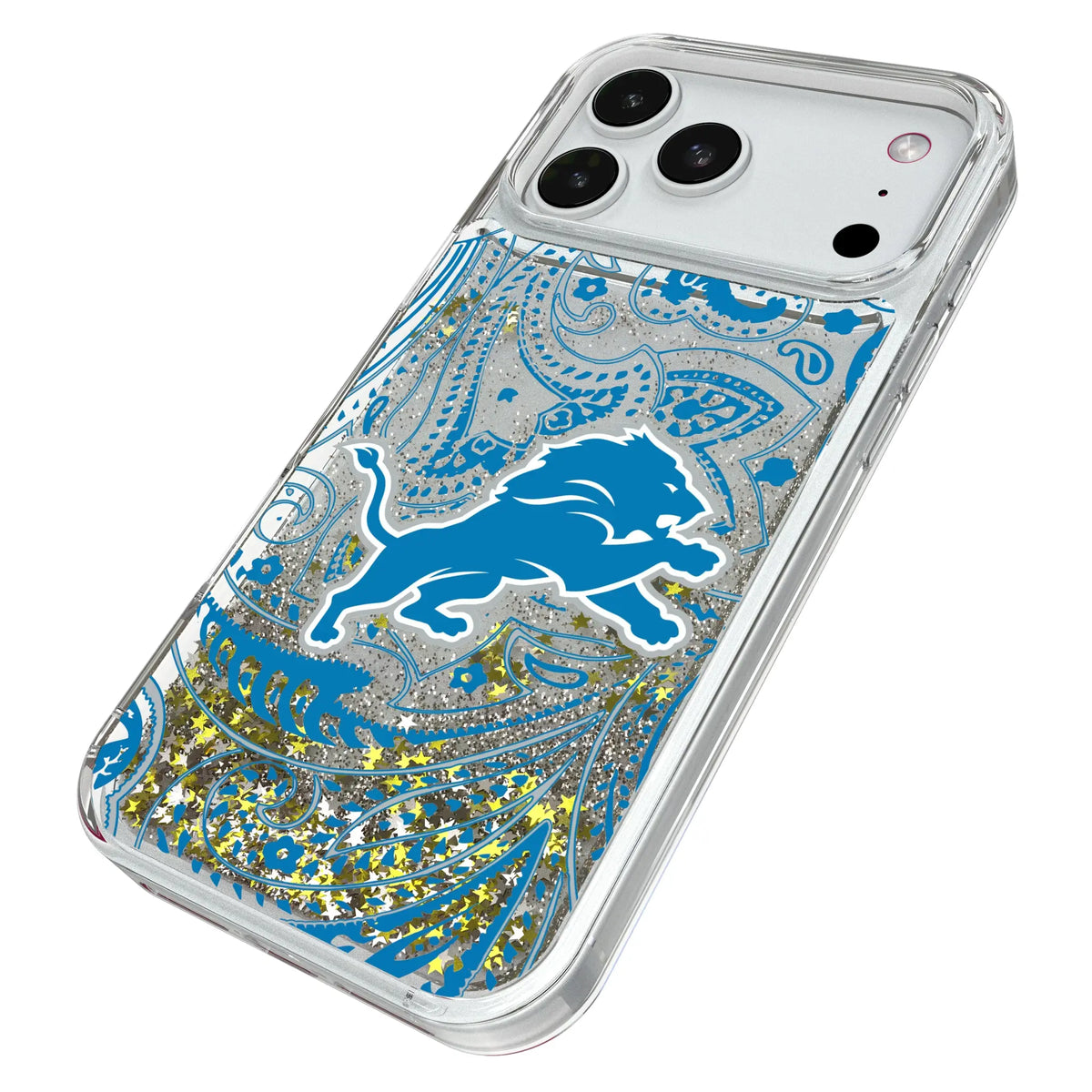 Detroit Lions Paisley Glitter Phone Case for Apple iPhone