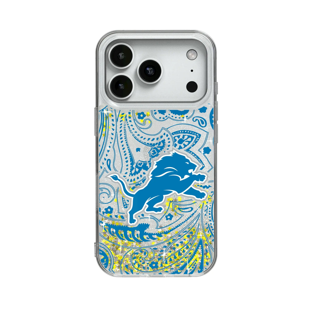 Detroit Lions Paisley Glitter Phone Case for Apple iPhone