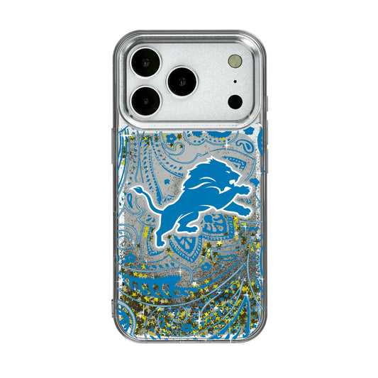 Detroit Lions Paisley Glitter Phone Case for Apple iPhone