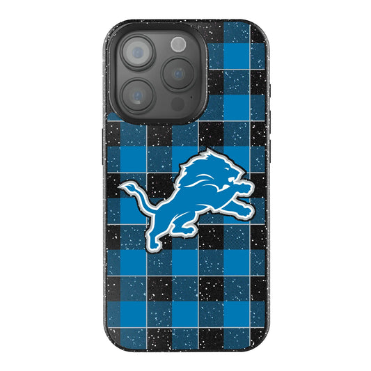 Detroit Lions Plaid Black Bling Phone Case for Apple iPhone