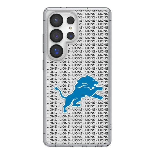 Detroit Lions Text Backdrop Clear Phone Case for Samsung Galaxy