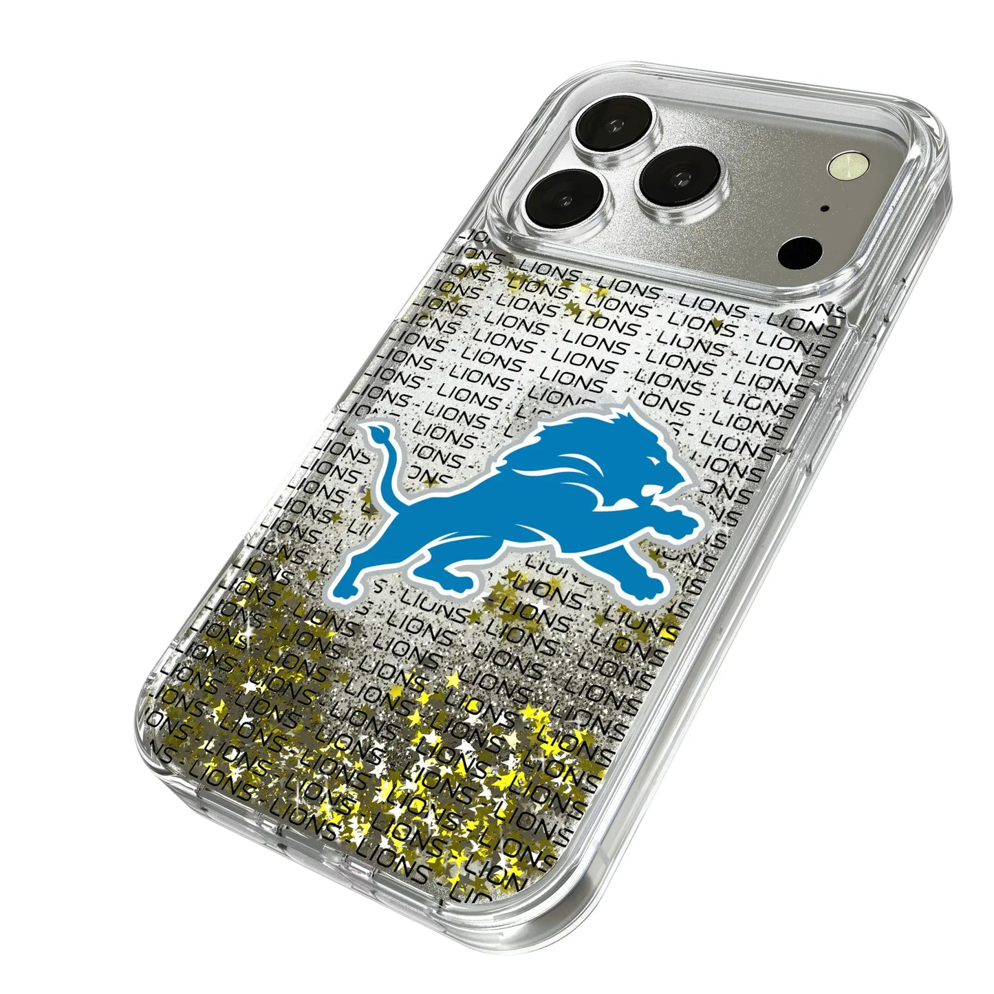 Detroit Lions Text Backdrop Glitter Phone Case for Apple iPhone