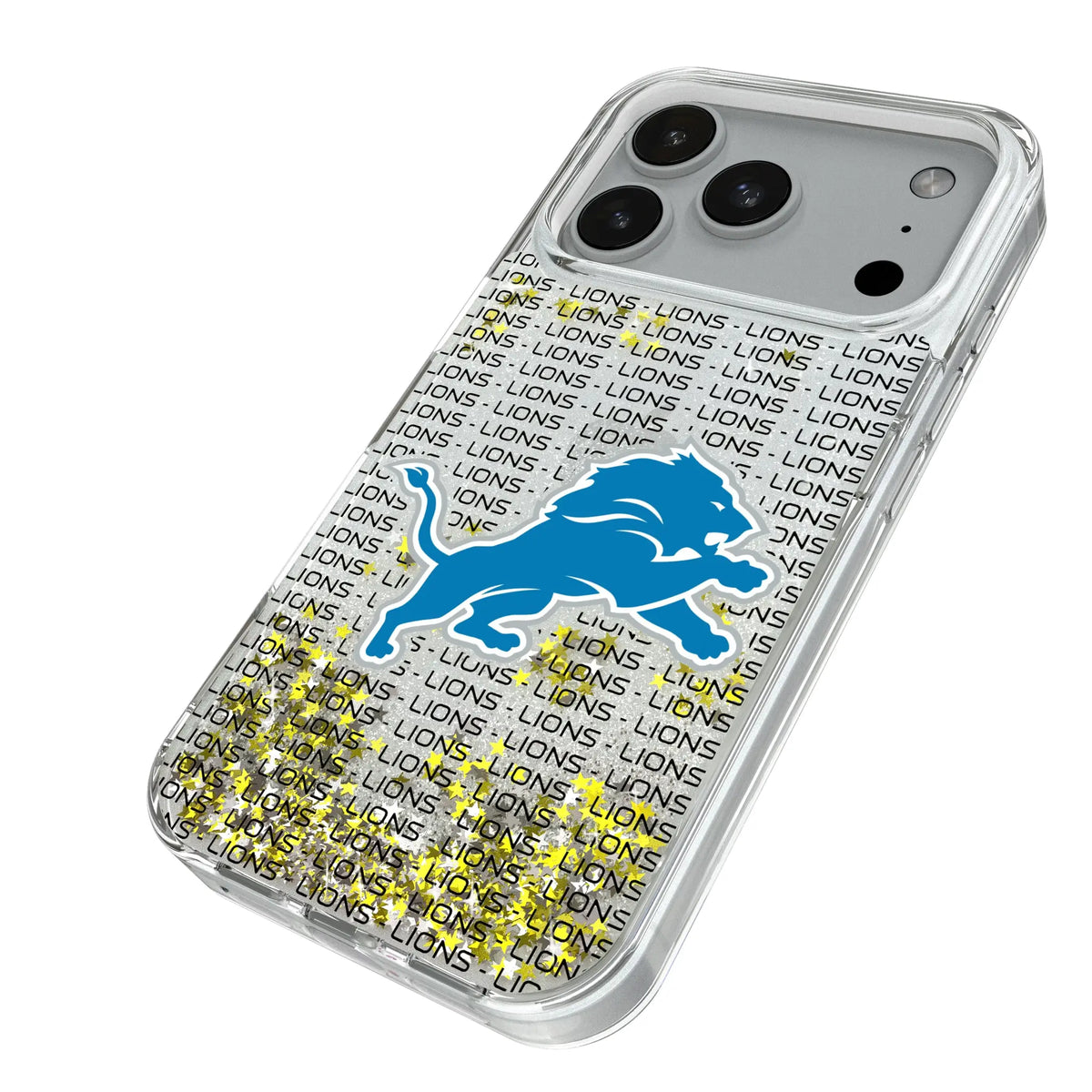 Detroit Lions Text Backdrop Glitter Phone Case for Apple iPhone
