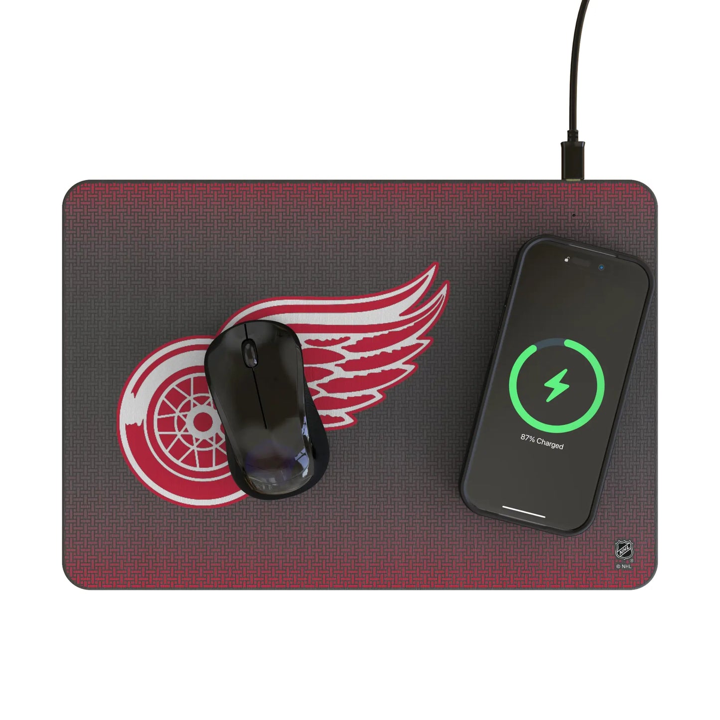 Detroit Red Wings Linen 15-Watt Wireless Charger and Mouse Pad