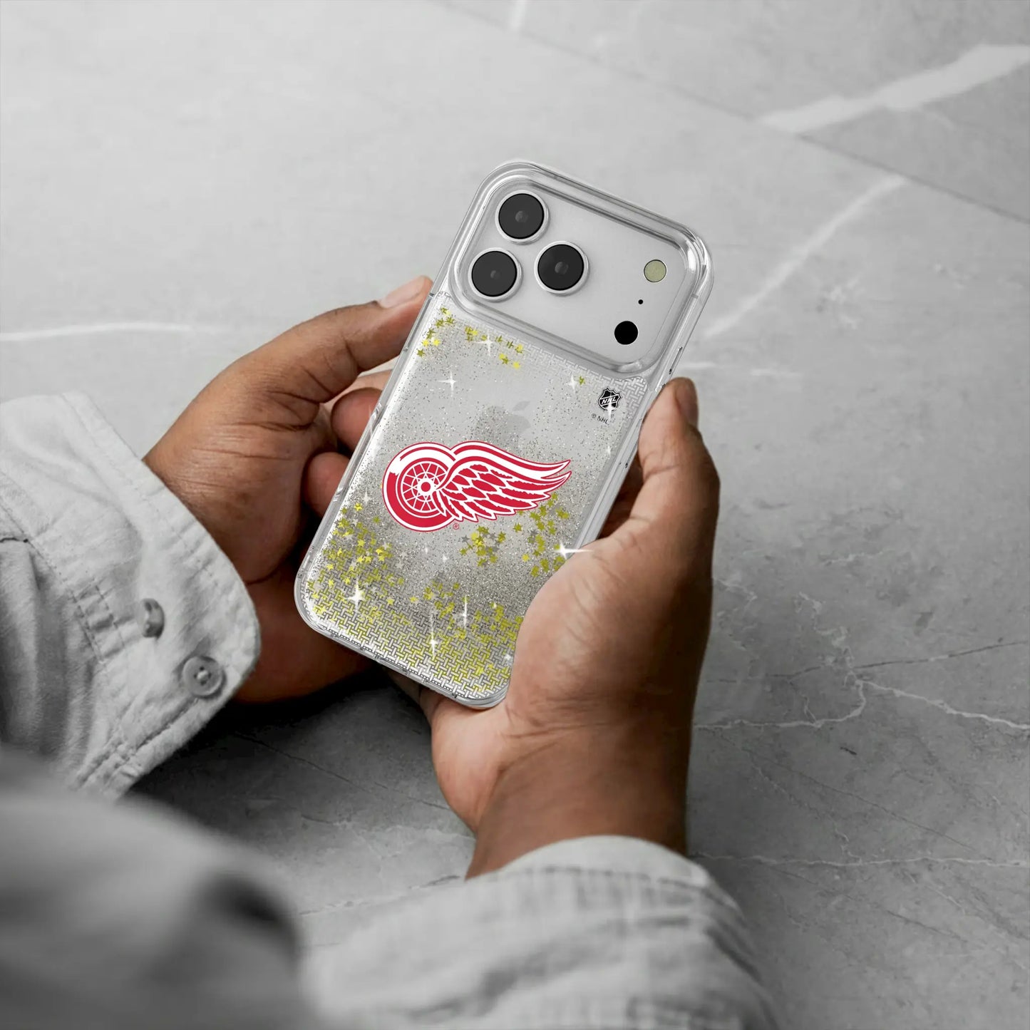 Detroit Red Wings Linen Glitter Phone Case for Apple iPhone