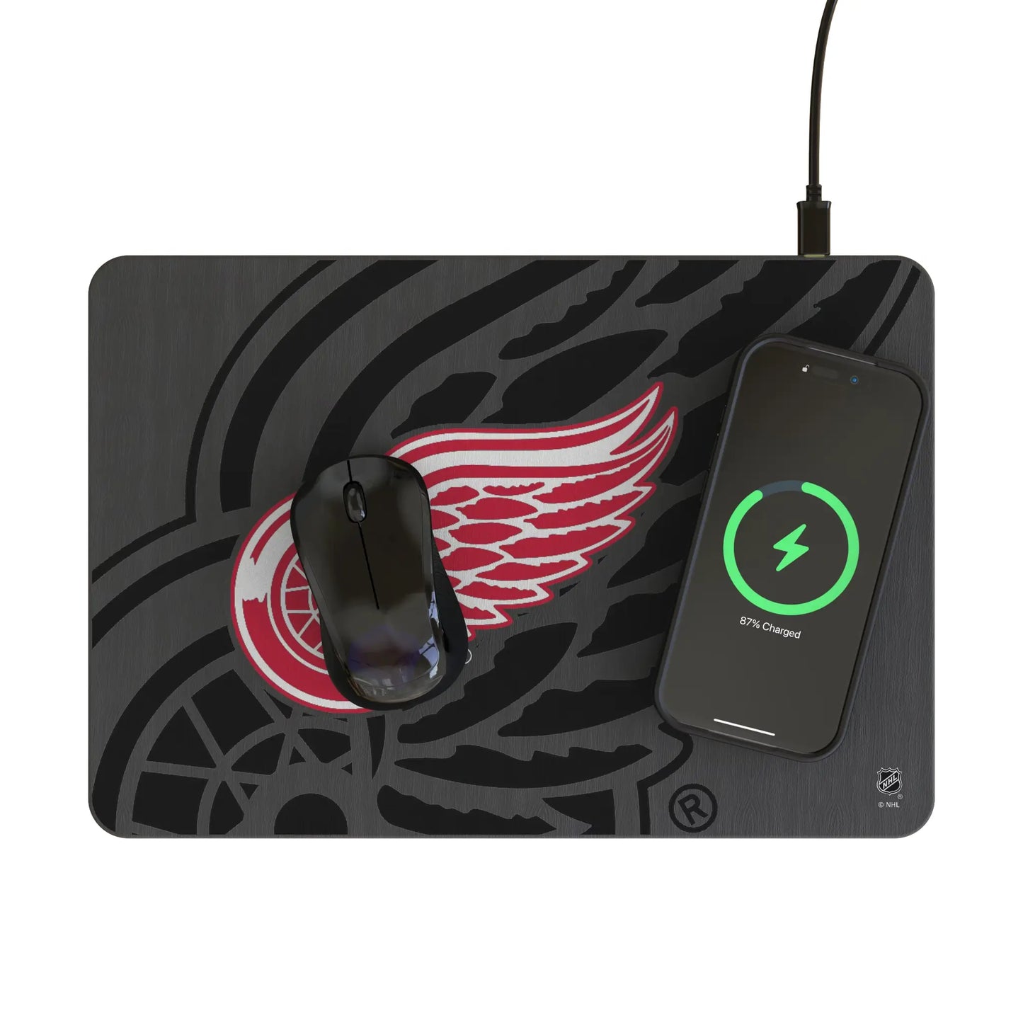 Detroit Red Wings Monocolor Tilt 15-Watt Wireless Charger and Mouse Pad