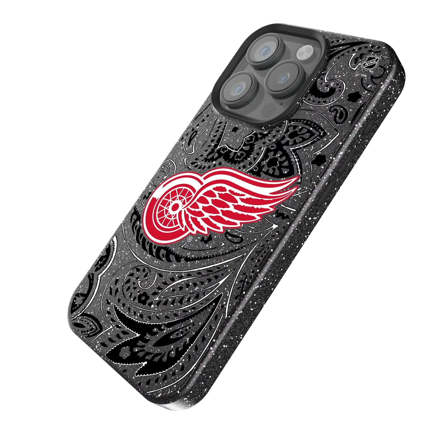 Detroit Red Wings Paisley Black Bling Phone Case for Apple iPhone