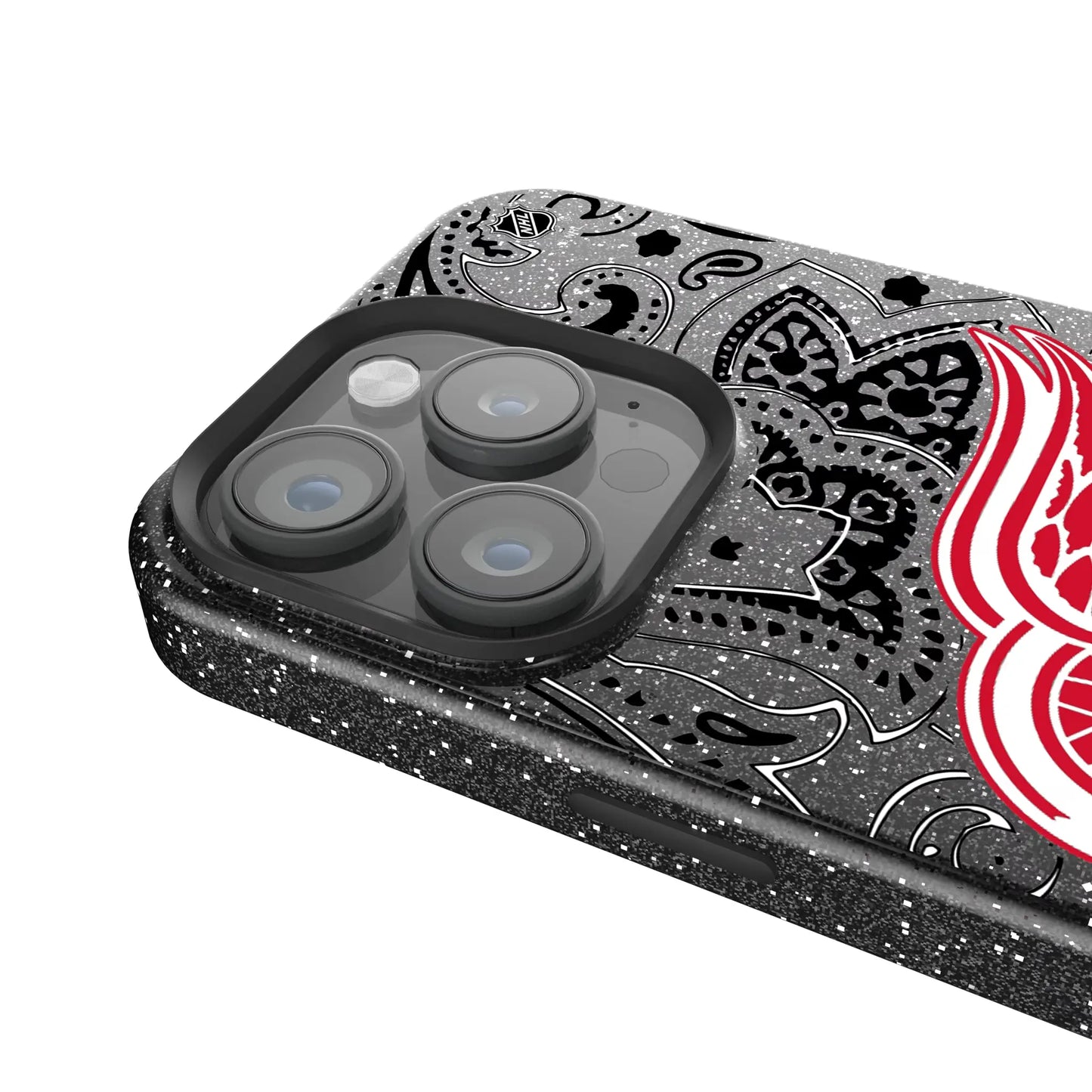 Detroit Red Wings Paisley Black Bling Phone Case for Apple iPhone