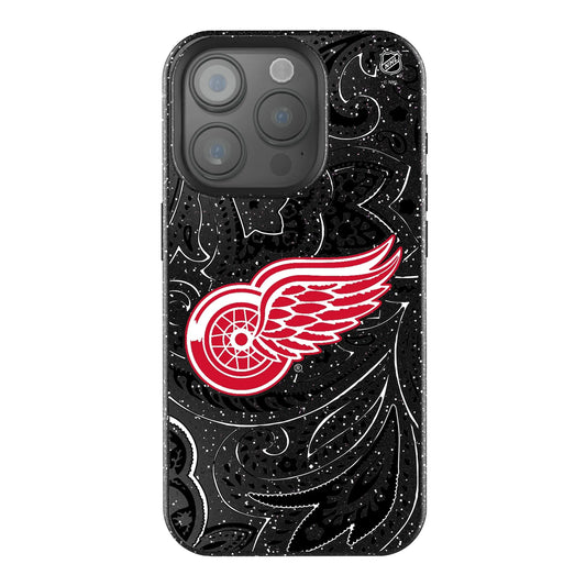 Detroit Red Wings Paisley Black Bling Phone Case for Apple iPhone