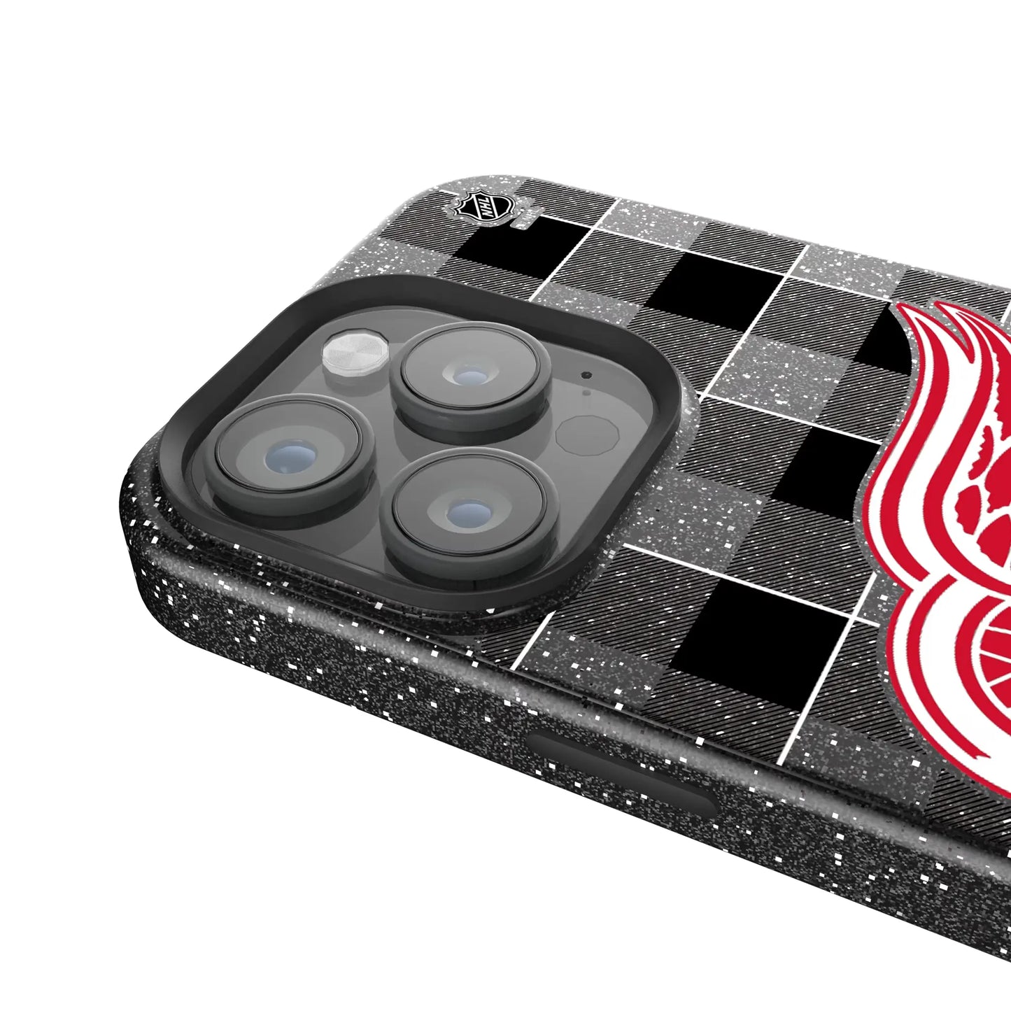 Detroit Red Wings Plaid Black Bling Phone Case for Apple iPhone