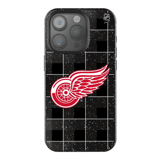 Detroit Red Wings Plaid Black Bling Phone Case for Apple iPhone
