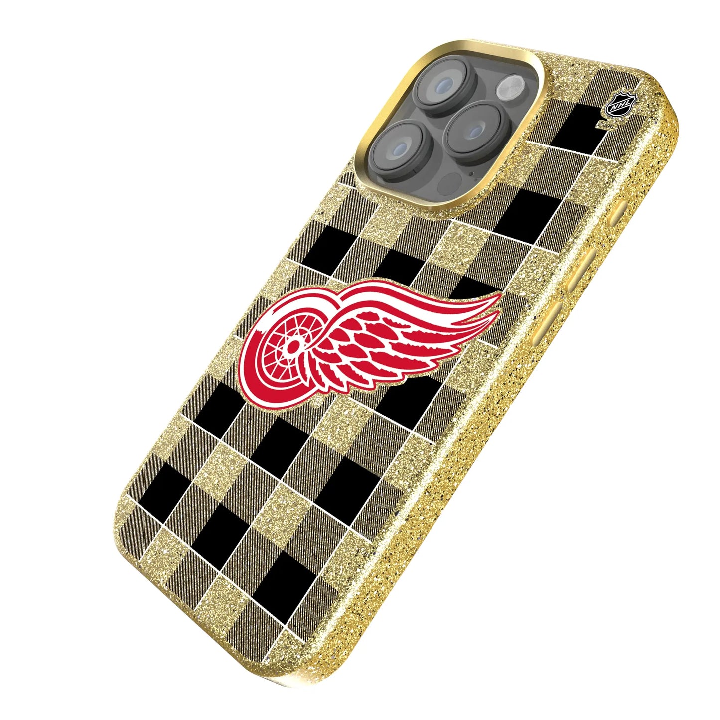 Detroit Red Wings Plaid Bling Phone Case for Apple iPhone