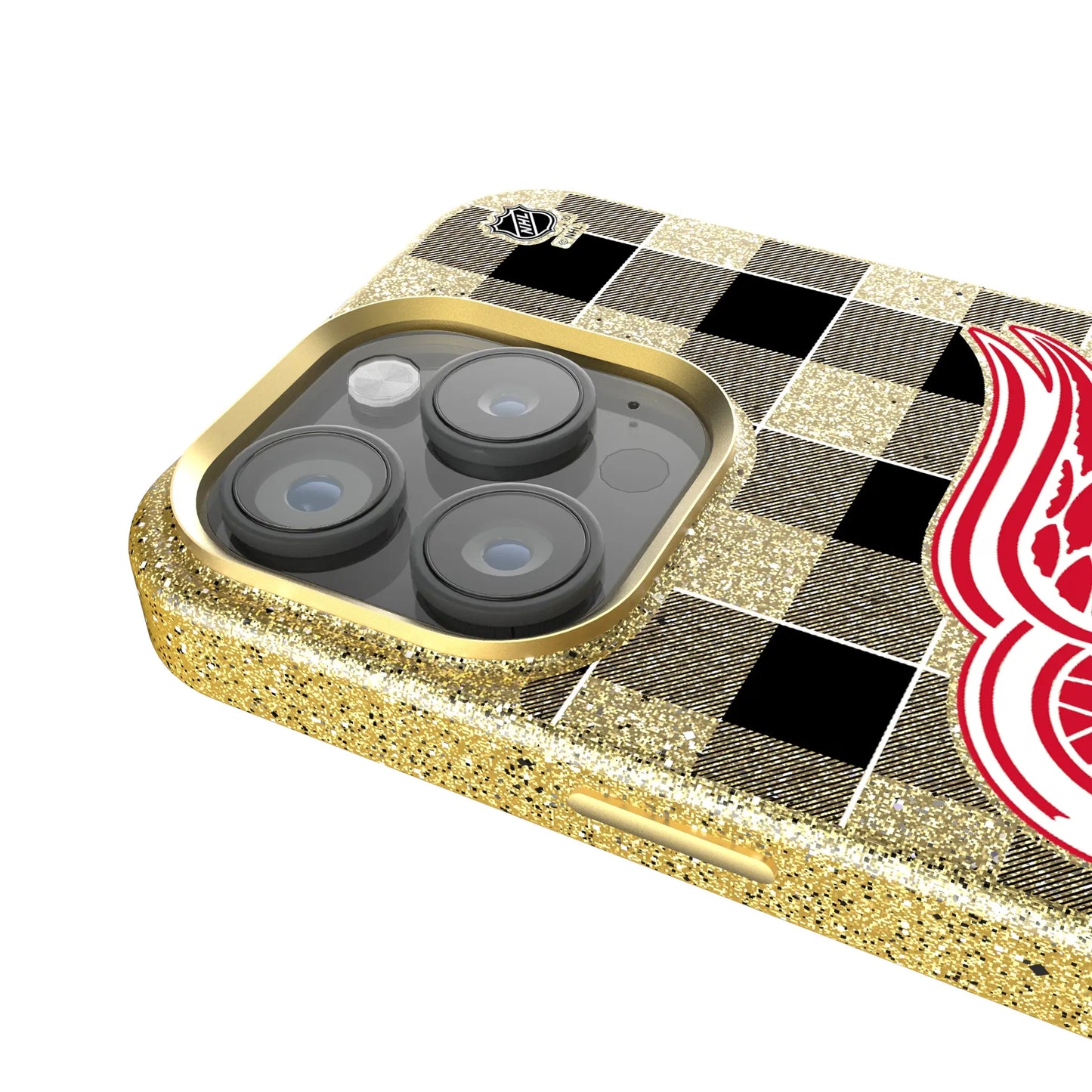 Detroit Red Wings Plaid Bling Phone Case for Apple iPhone