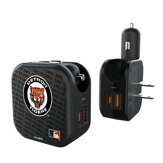 Detroit Tigers 1961-1963 - Cooperstown Collection Text Backdrop 2 in 1 USB A/C Charger