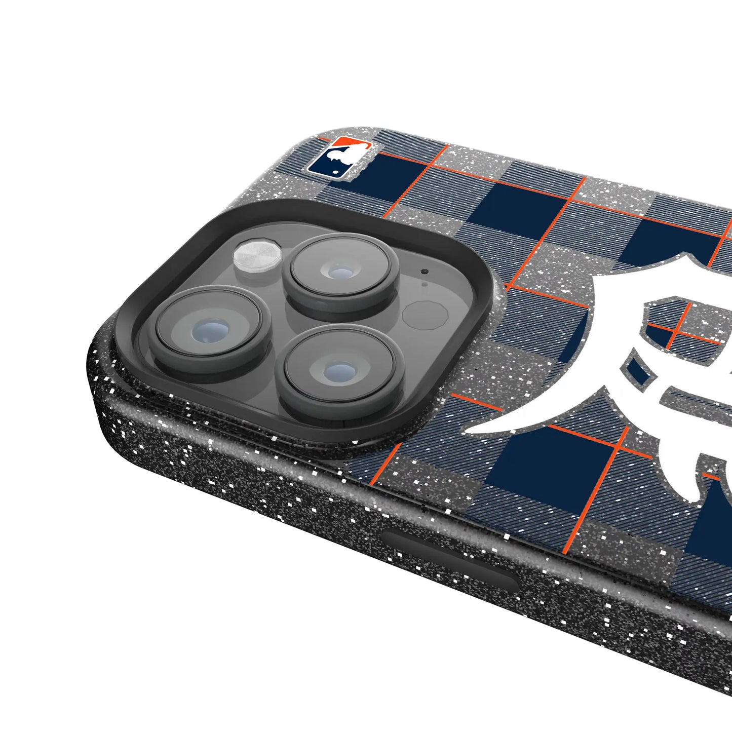 Detroit Tigers Plaid Black Bling Phone Case for Apple iPhone