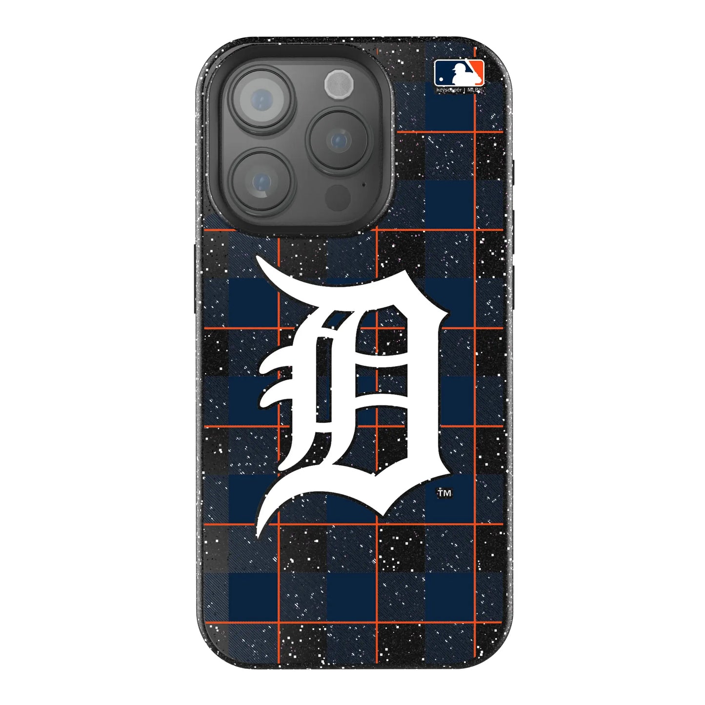 Detroit Tigers Plaid Black Bling Phone Case for Apple iPhone