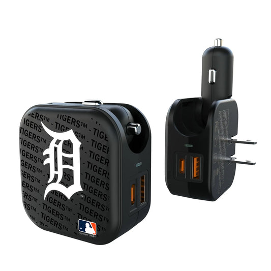 Detroit Tigers Text Backdrop 2 in 1 USB A/C Charger