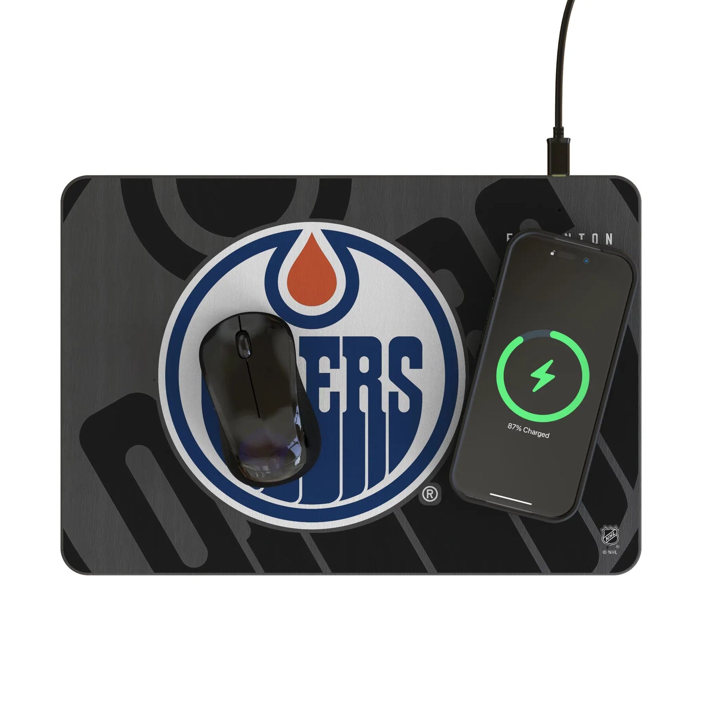 Edmonton Oilers Monocolor Tilt 15-Watt Wireless Charger and Mouse Pad