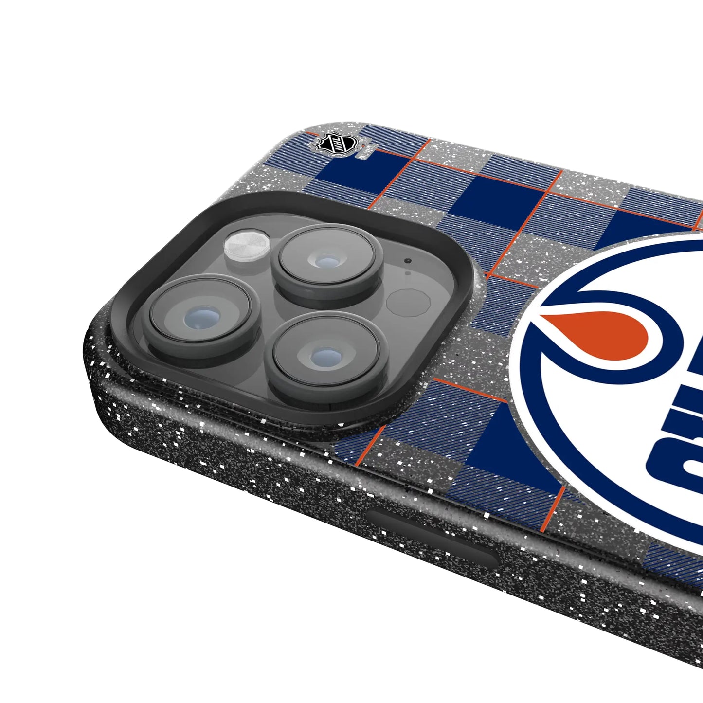 Edmonton Oilers Plaid Black Bling Phone Case for Apple iPhone