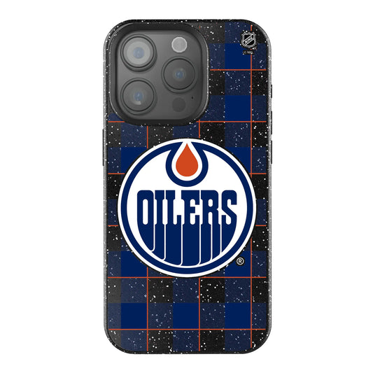 Edmonton Oilers Plaid Black Bling Phone Case for Apple iPhone