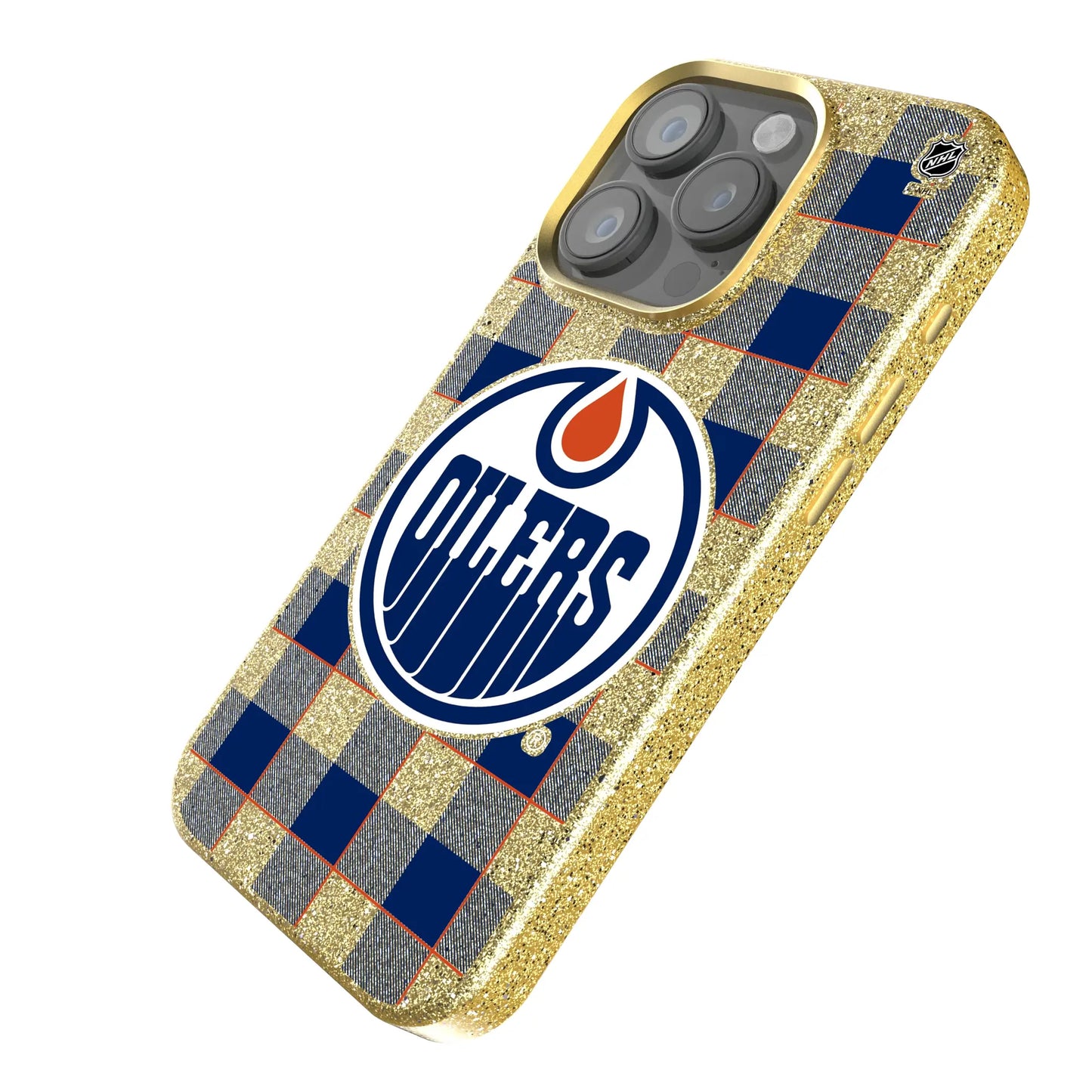 Edmonton Oilers Plaid Bling Phone Case for Apple iPhone