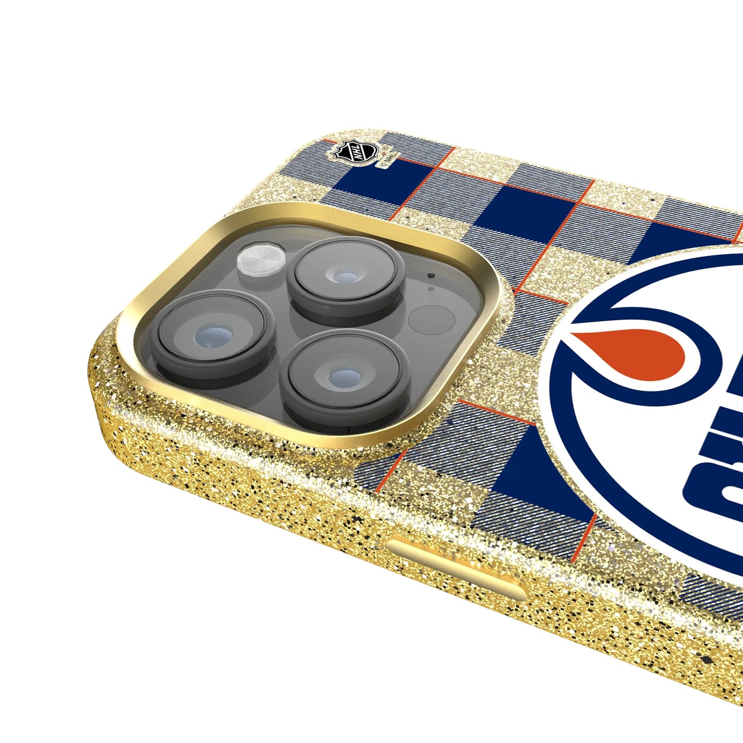 Edmonton Oilers Plaid Bling Phone Case for Apple iPhone