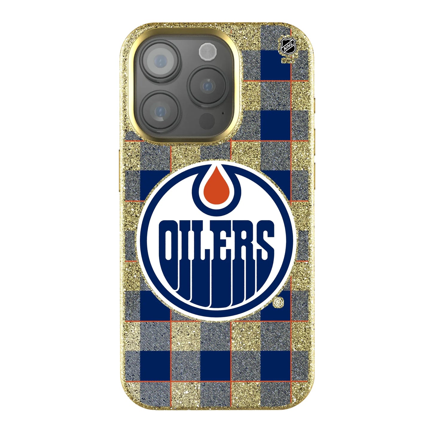 Edmonton Oilers Plaid Bling Phone Case for Apple iPhone