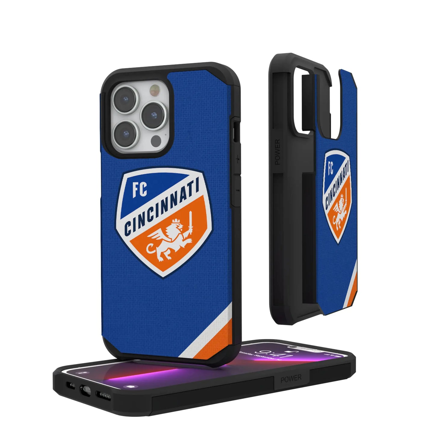 FC Cincinnati Diagonal Stripe Rugged Phone Case for Apple iPhone