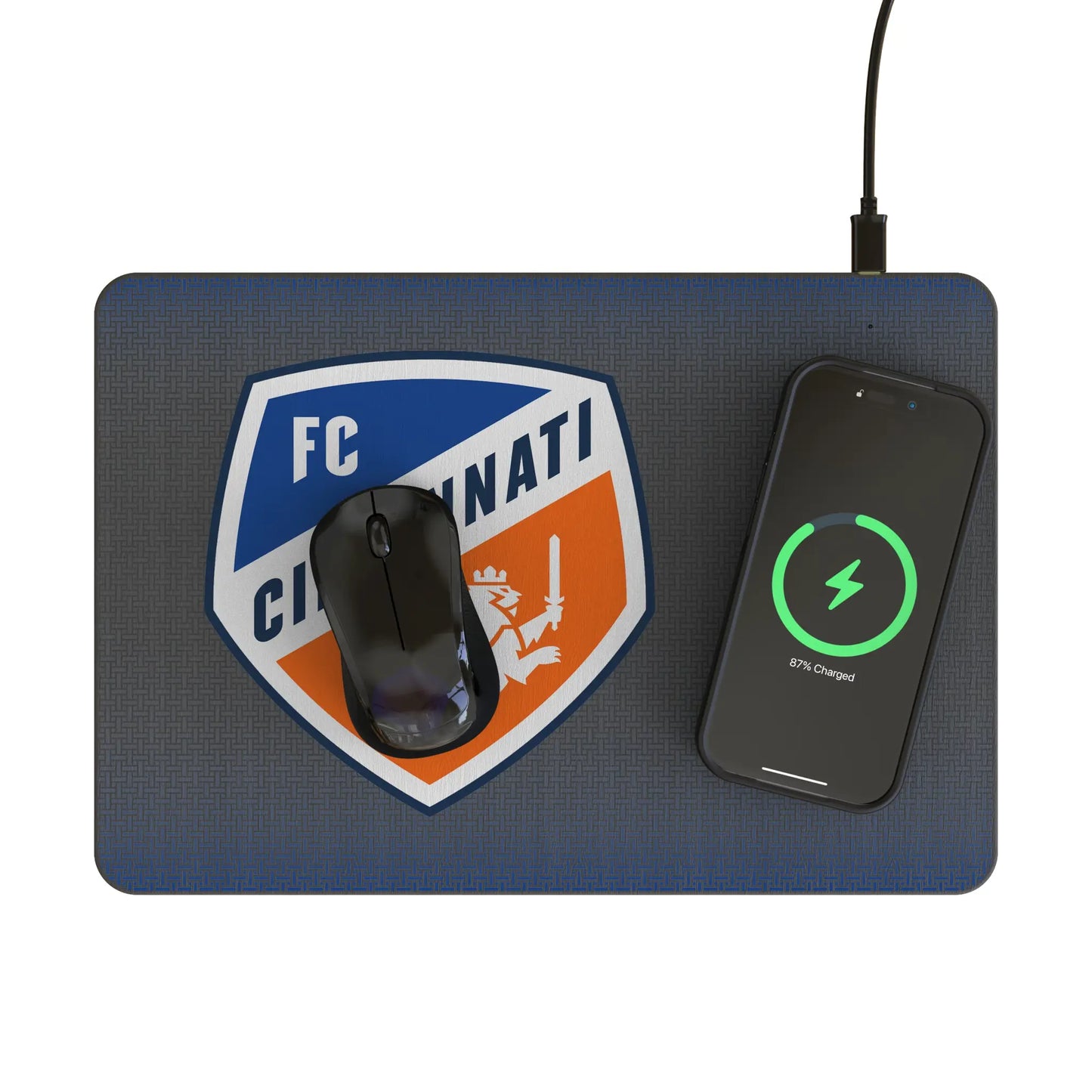 FC Cincinnati Linen 15-Watt Wireless Charger and Mouse Pad