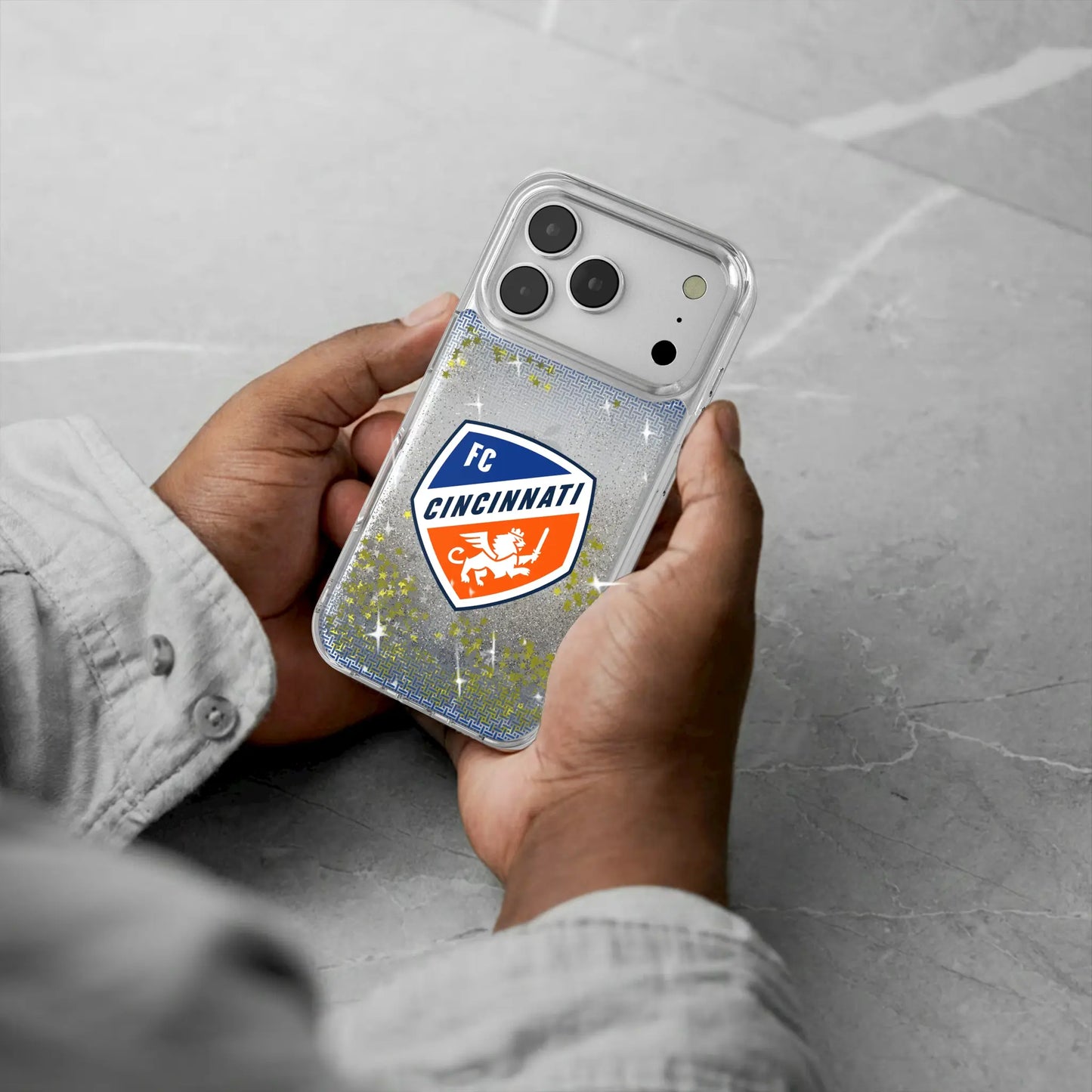 FC Cincinnati Linen Glitter Phone Case for Apple iPhone