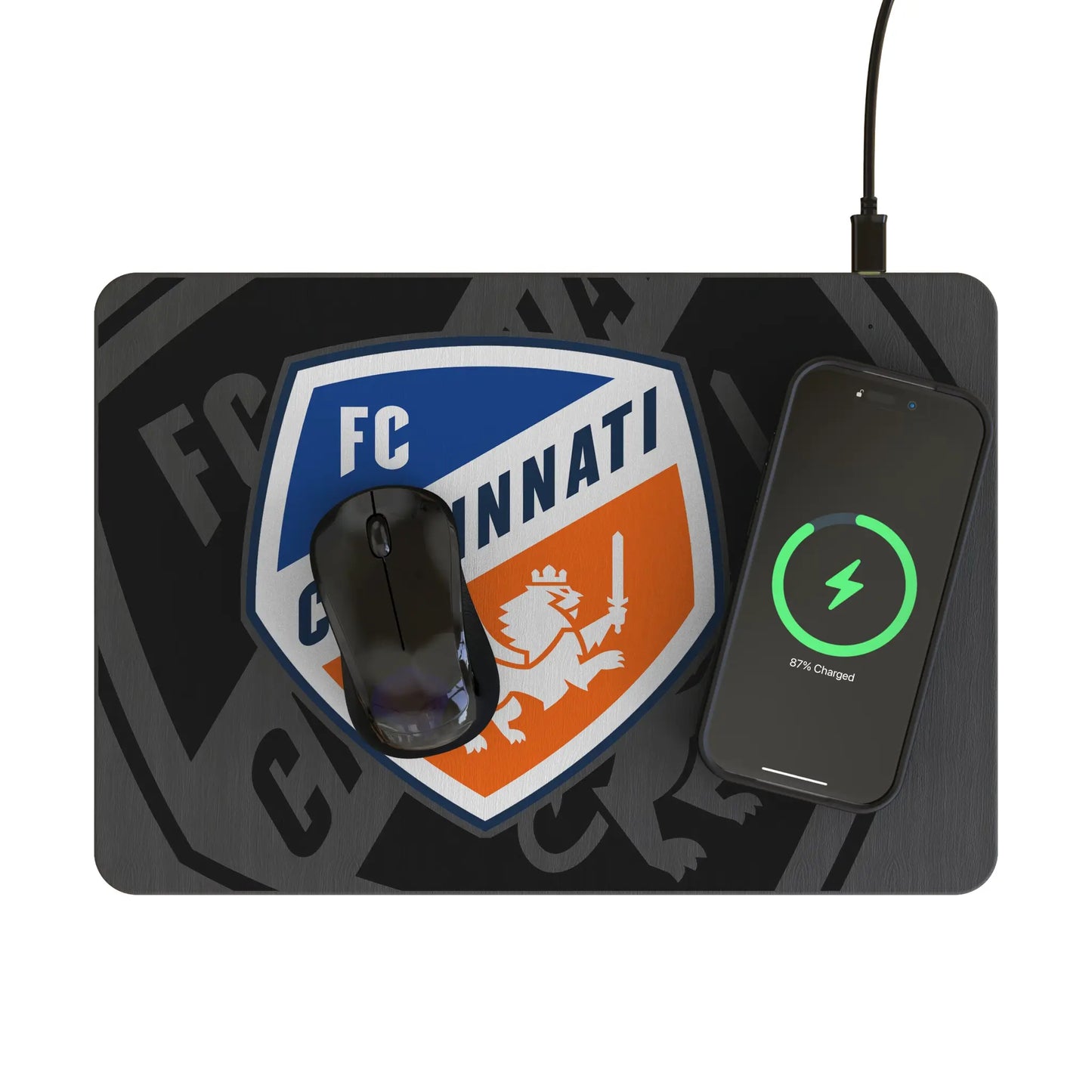 FC Cincinnati Monocolor Tilt 15-Watt Wireless Charger and Mouse Pad