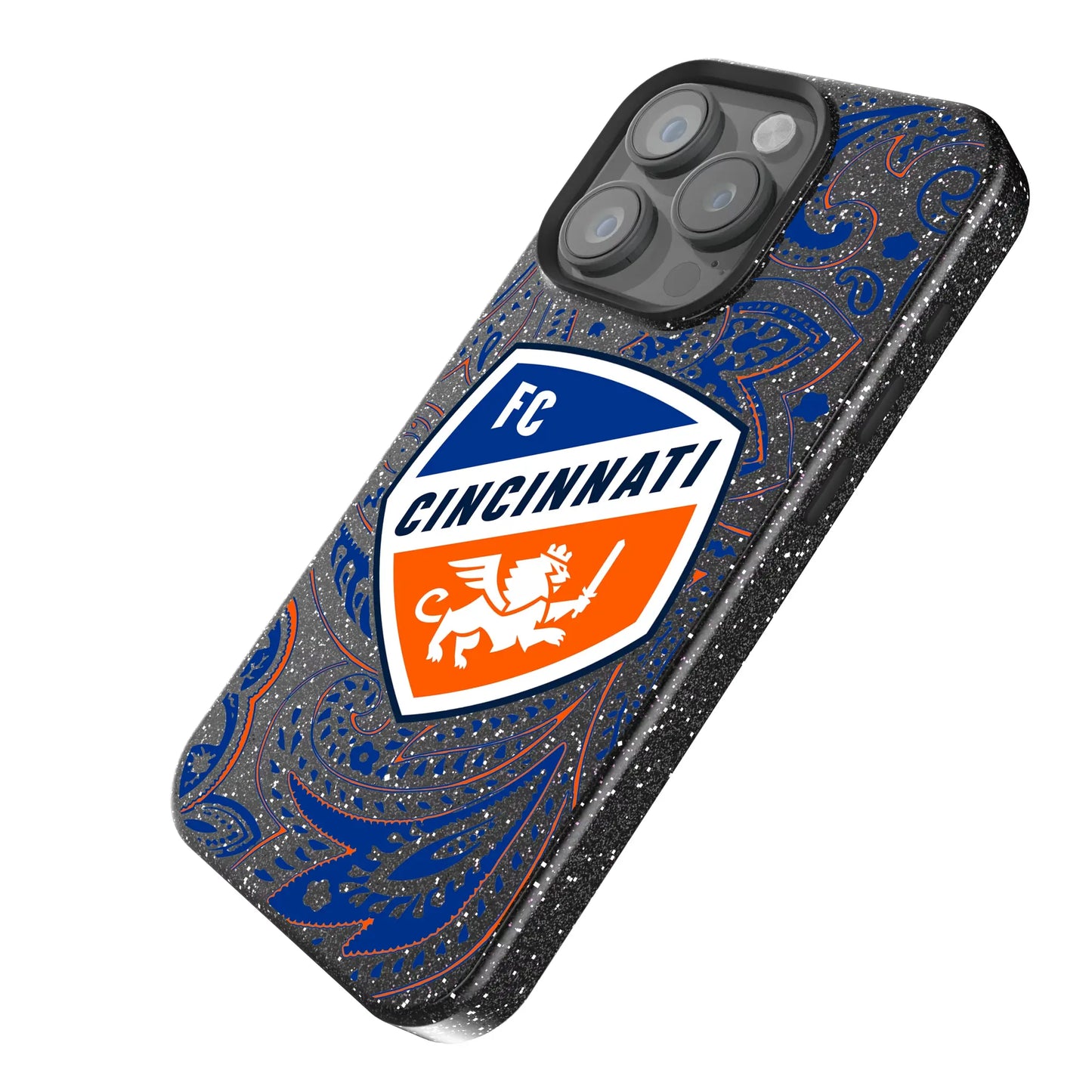 FC Cincinnati Paisley Black Bling Phone Case for Apple iPhone