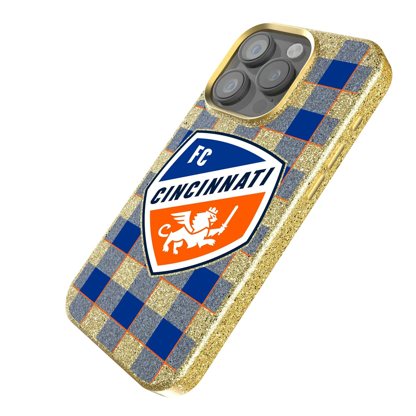 FC Cincinnati Plaid Bling Phone Case for Apple iPhone