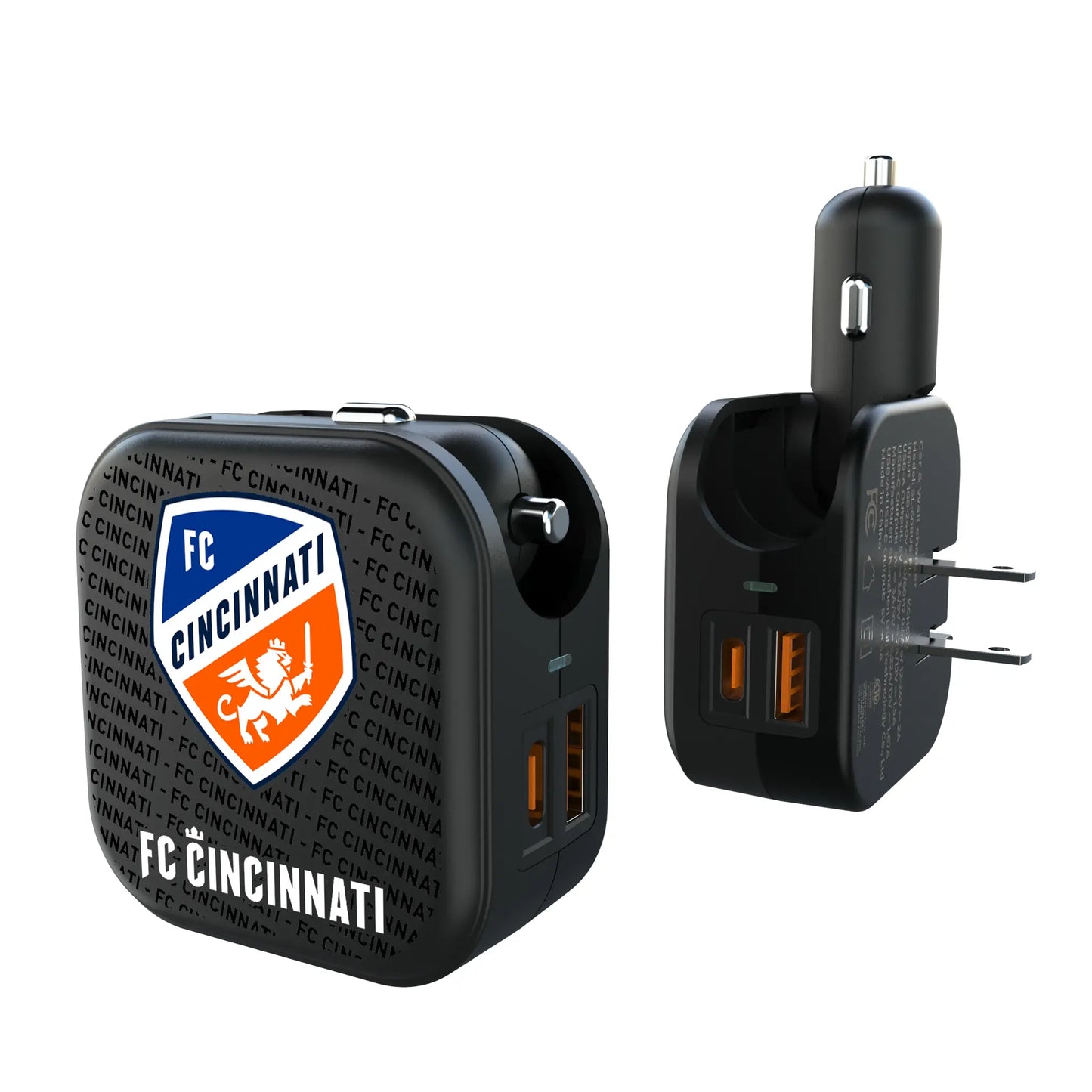 FC Cincinnati Text Backdrop 2 in 1 USB A/C Charger