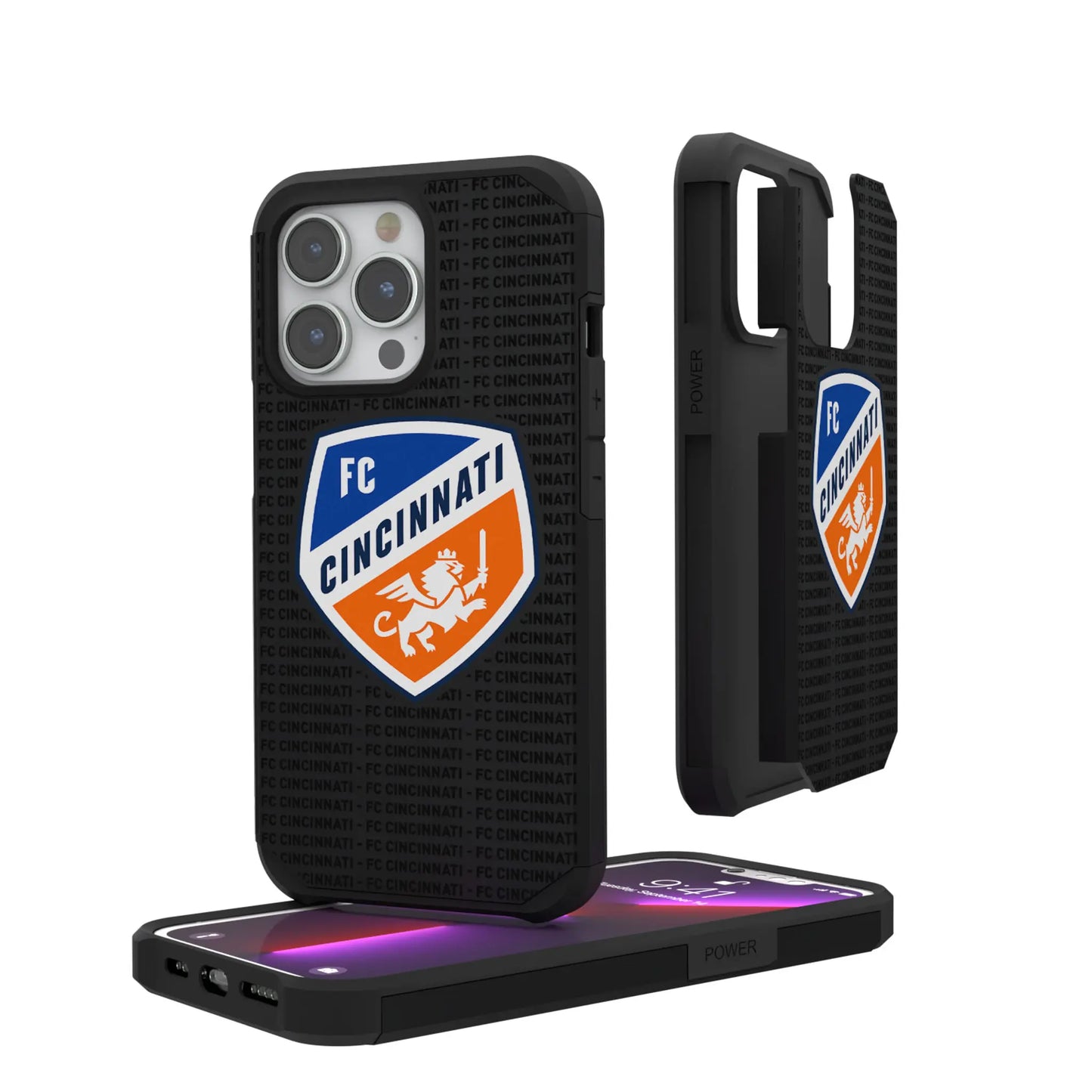 FC Cincinnati Text Backdrop Rugged Phone Case for Apple iPhone