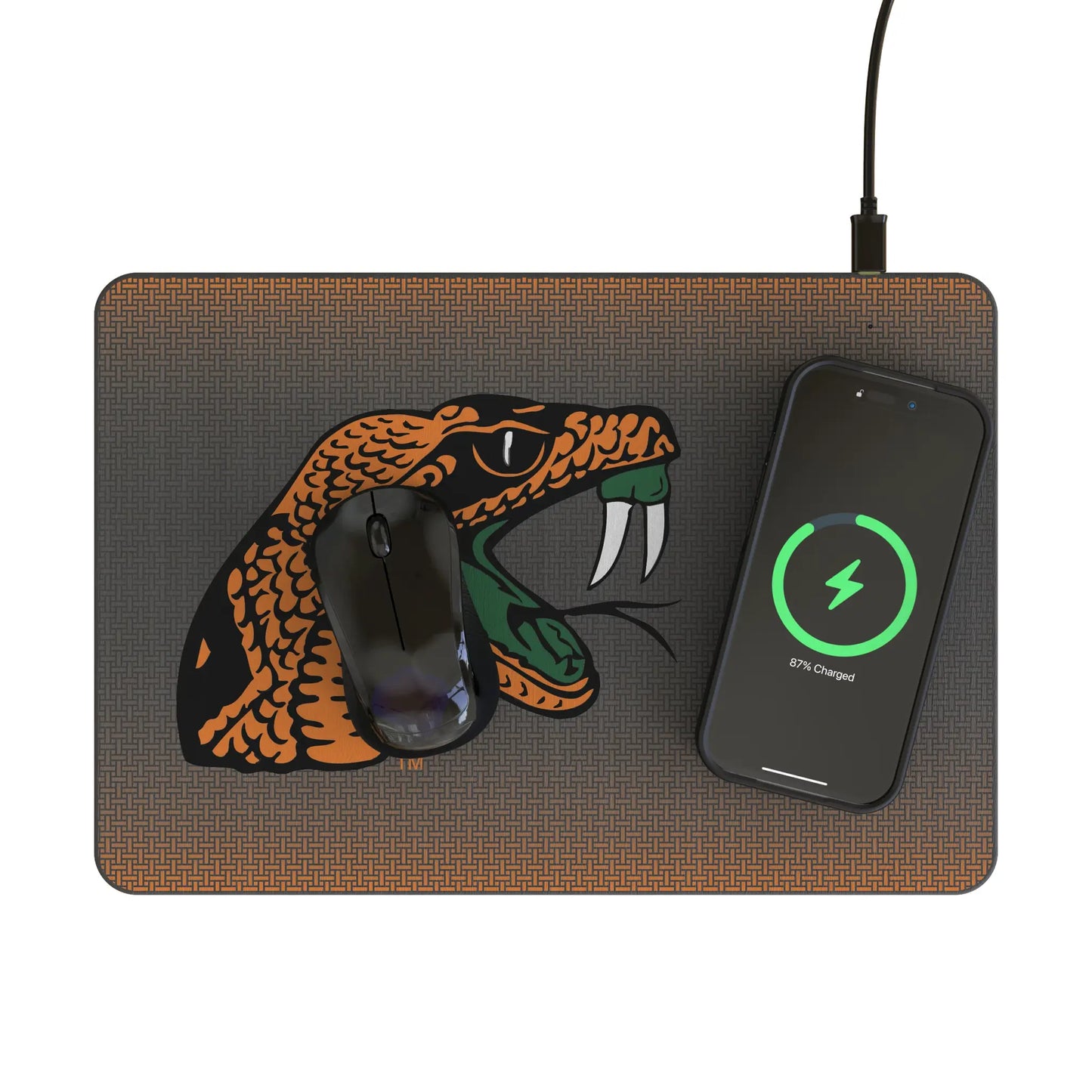 Florida A&M University Rattlers Linen 15-Watt Wireless Charger and Mouse Pad