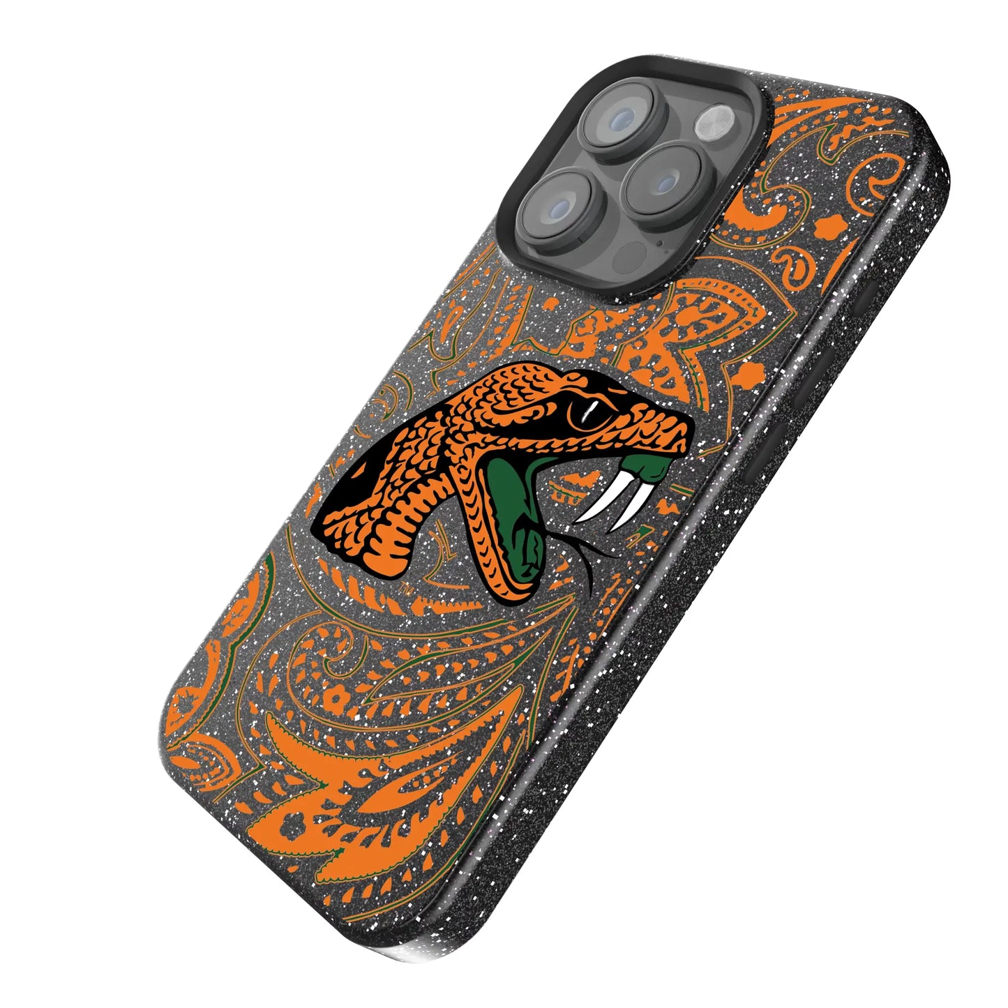 Florida A&M University Rattlers Paisley Black Bling Phone Case for Apple iPhone